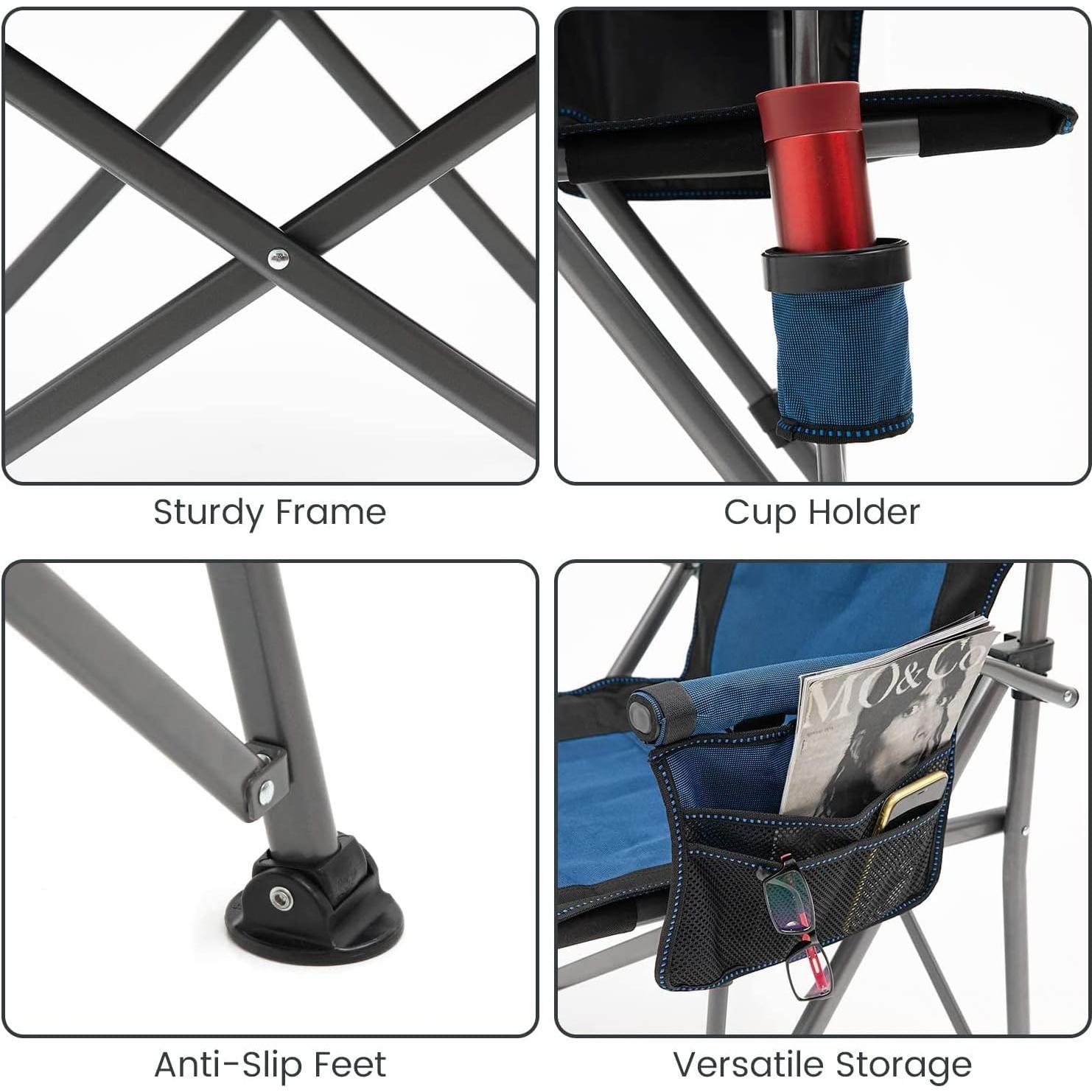 Silla de Camping Plegable XGEAR Hadarm con Respaldo Alto y Portavasos