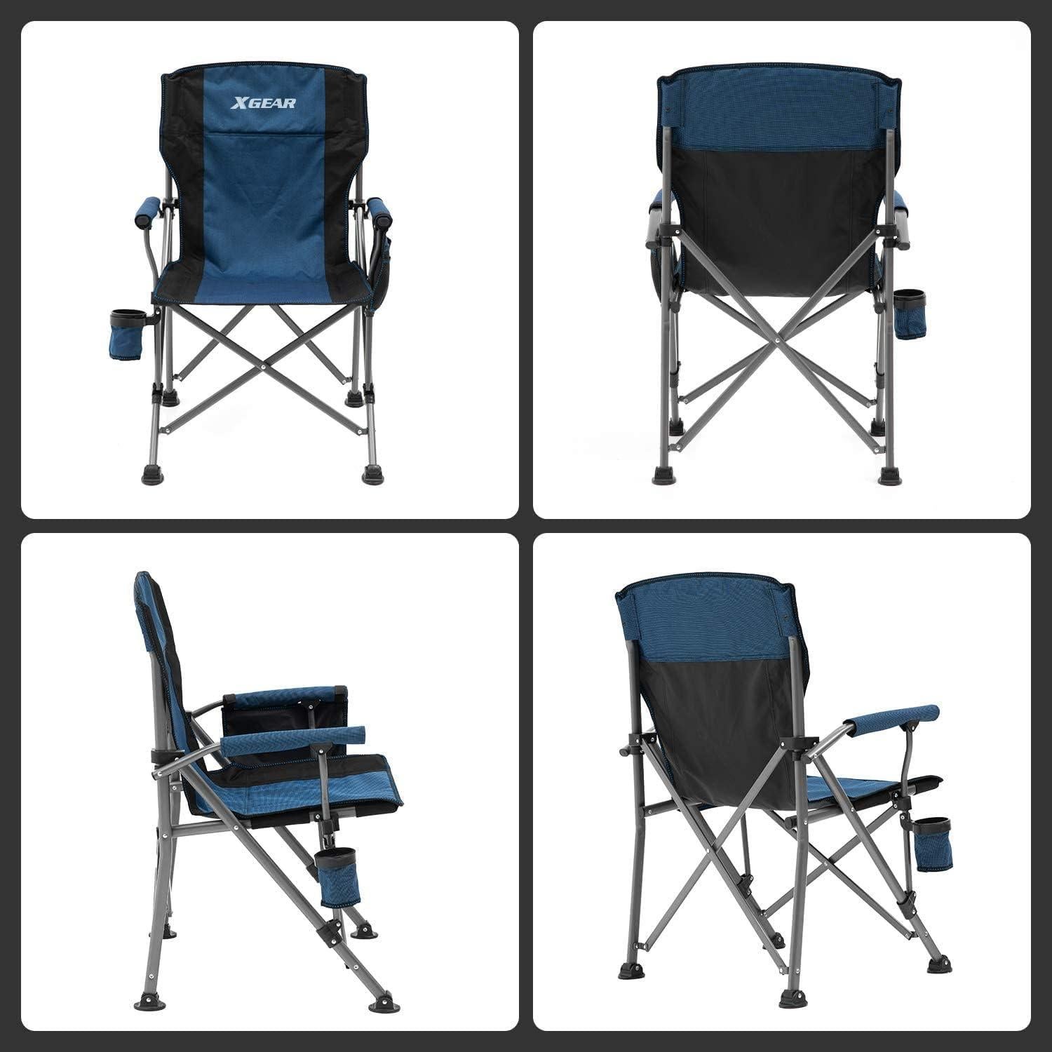Silla de Camping Plegable XGEAR Hadarm con Respaldo Alto y Portavasos