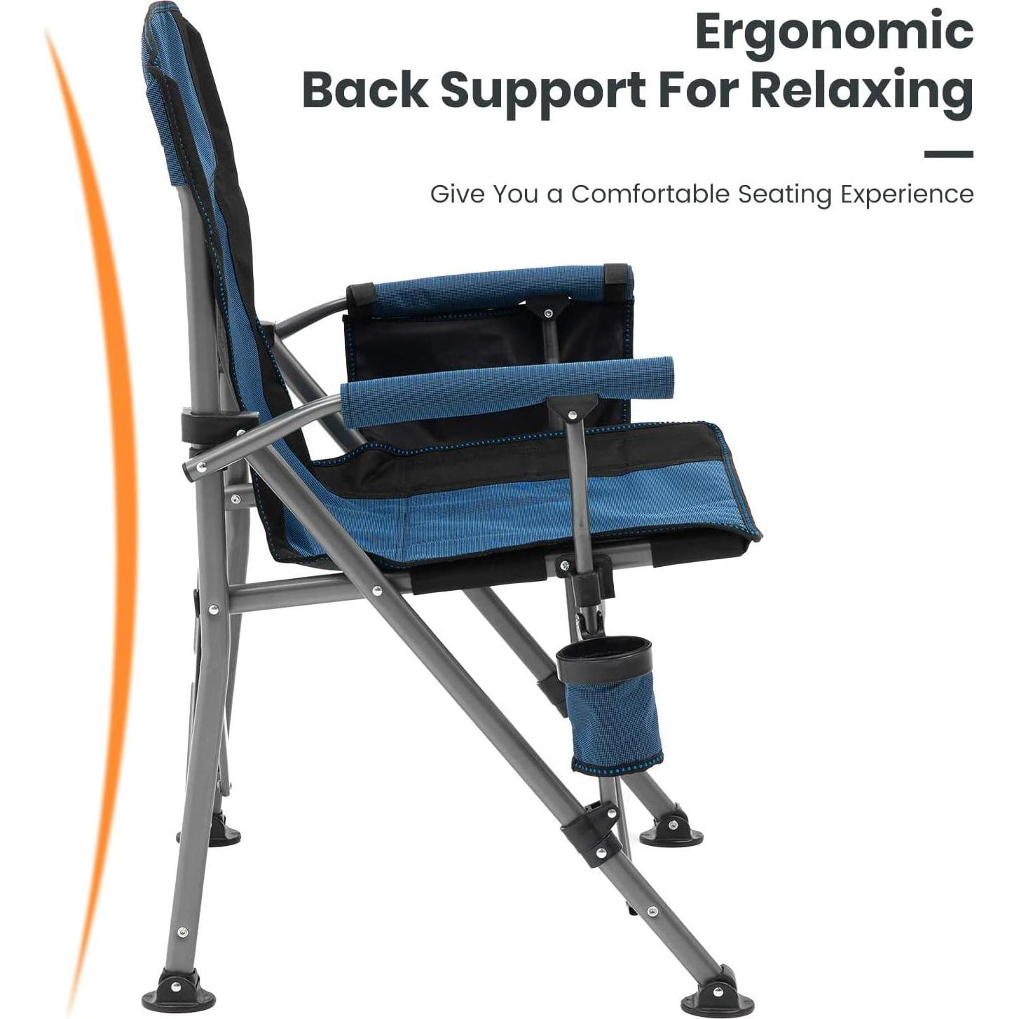 Silla de Camping Plegable XGEAR Hadarm con Respaldo Alto y Portavasos