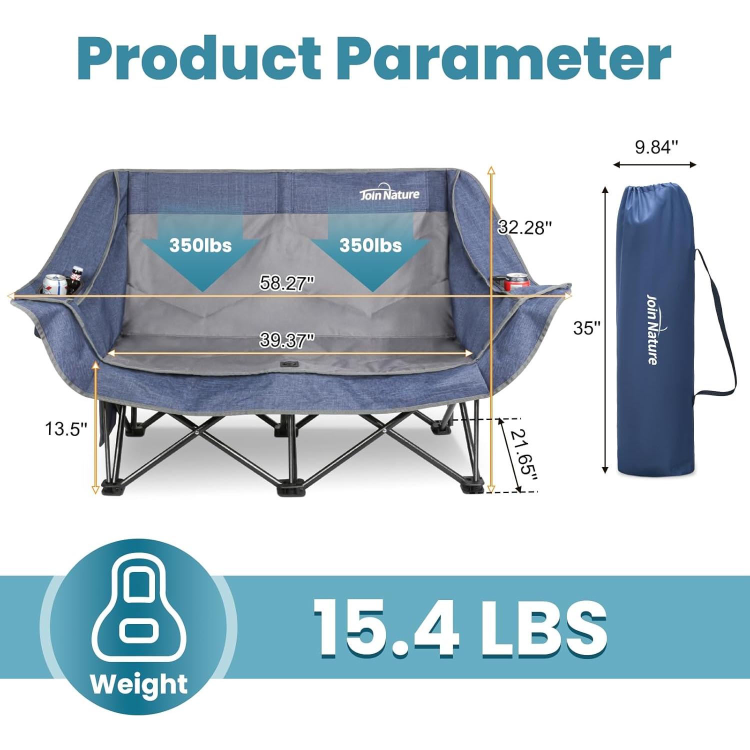 Silla de Camping Doble Join Nature Loveseat 317.5 kg Azul Marino