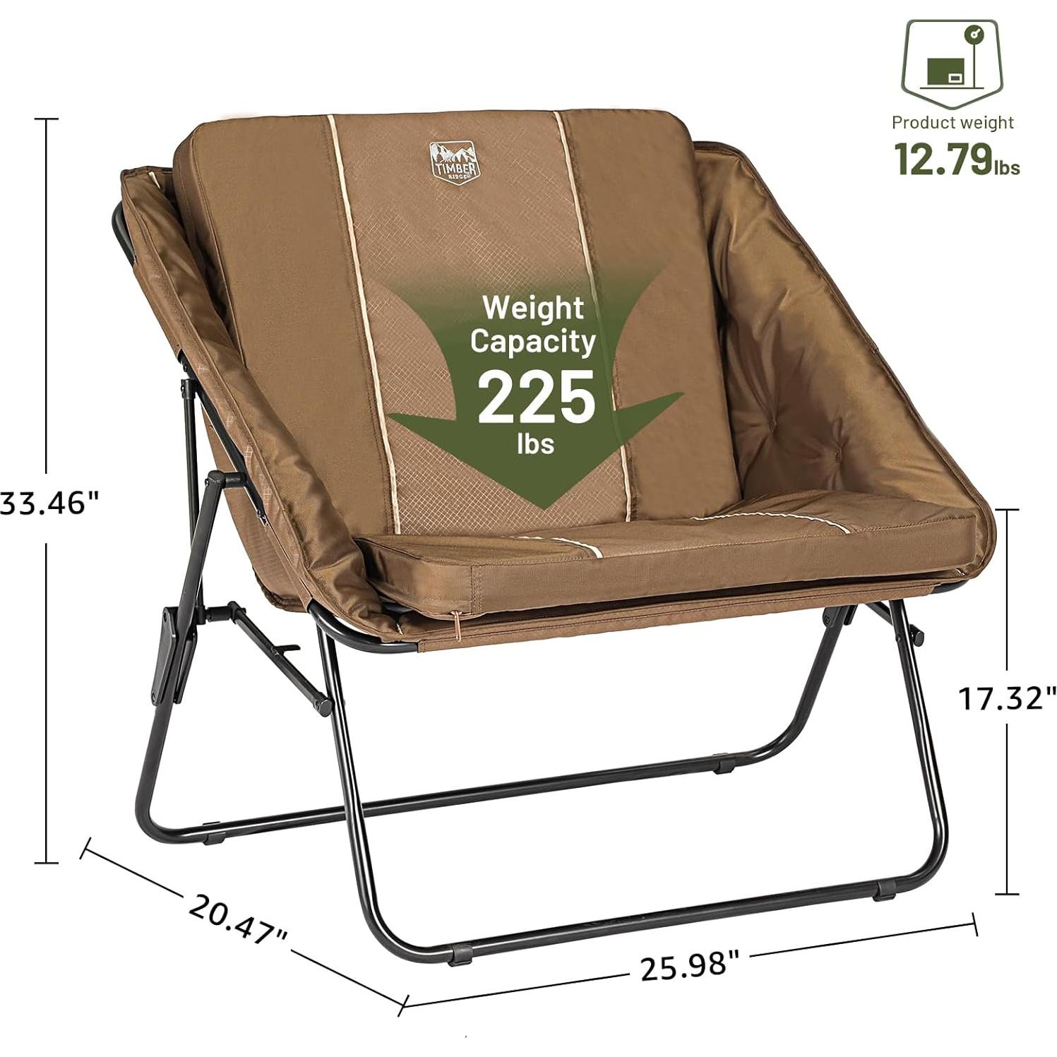 Silla Plegable Sobredimensionada Timber Ridge con Cojín para Mascotas