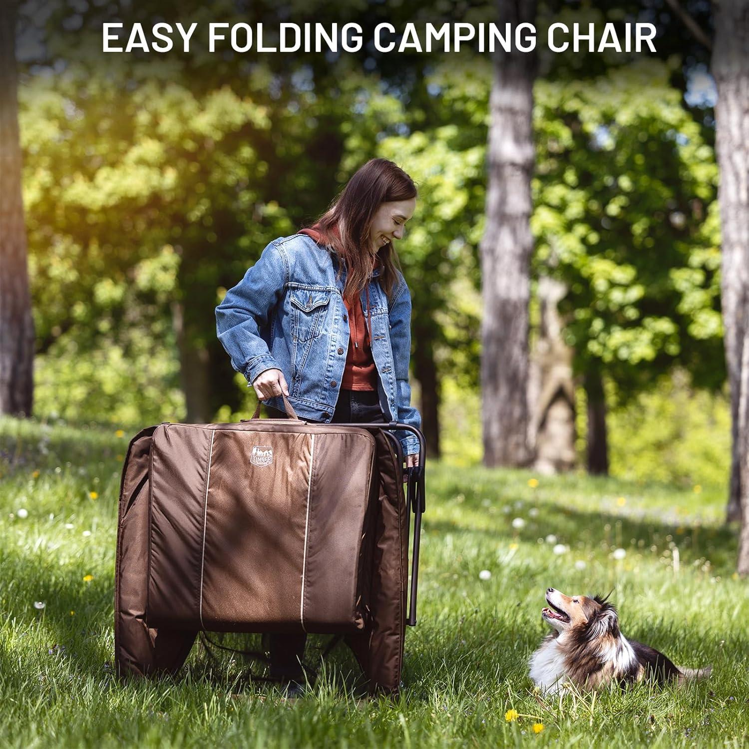 Silla Plegable Sobredimensionada Timber Ridge con Cojín para Mascotas