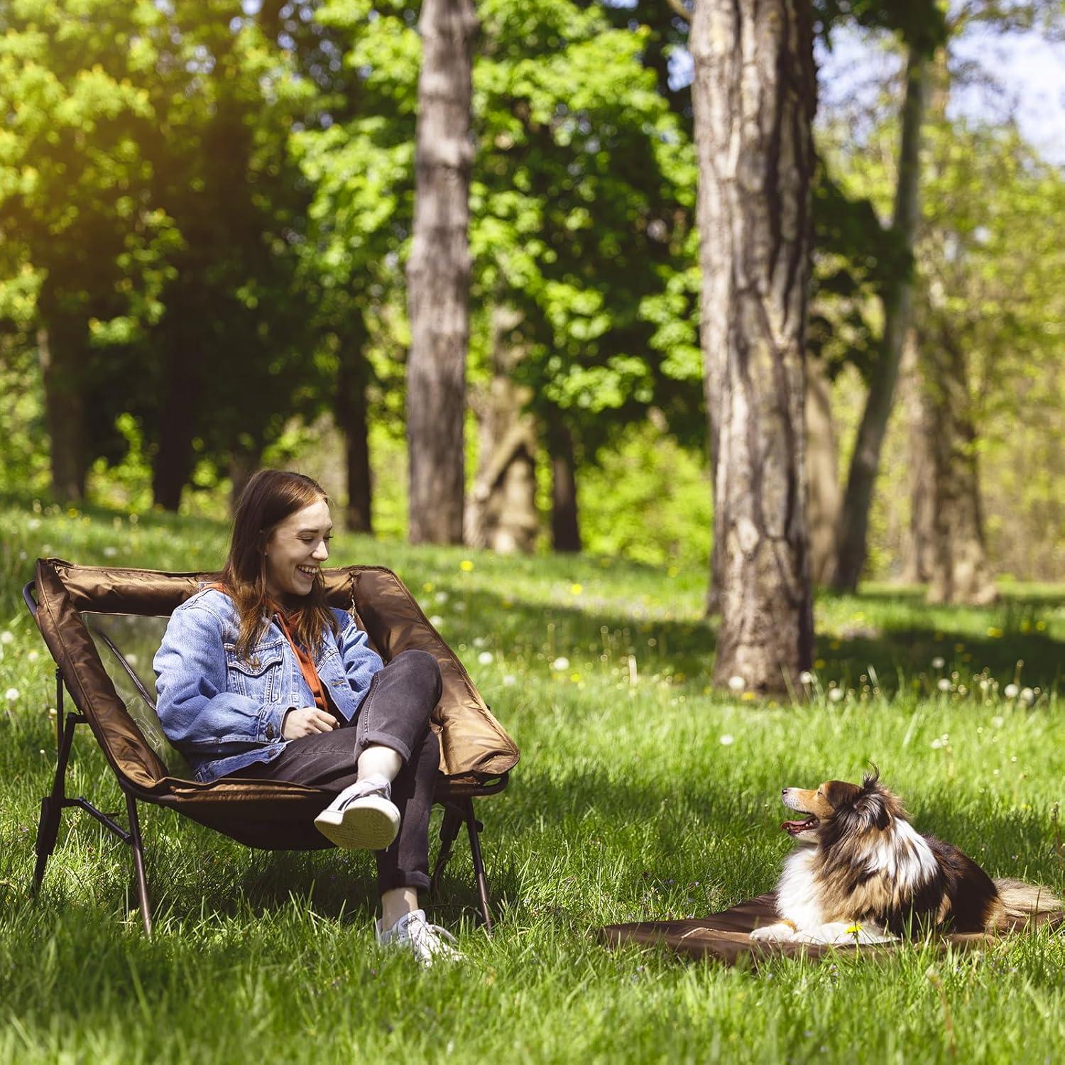 Silla Plegable Sobredimensionada Timber Ridge con Cojín para Mascotas