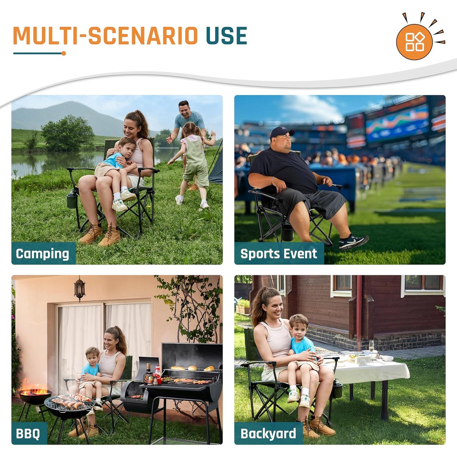 Silla de Camping Plegable DMH OUTDOORS FC-339 Verde 400 lbs