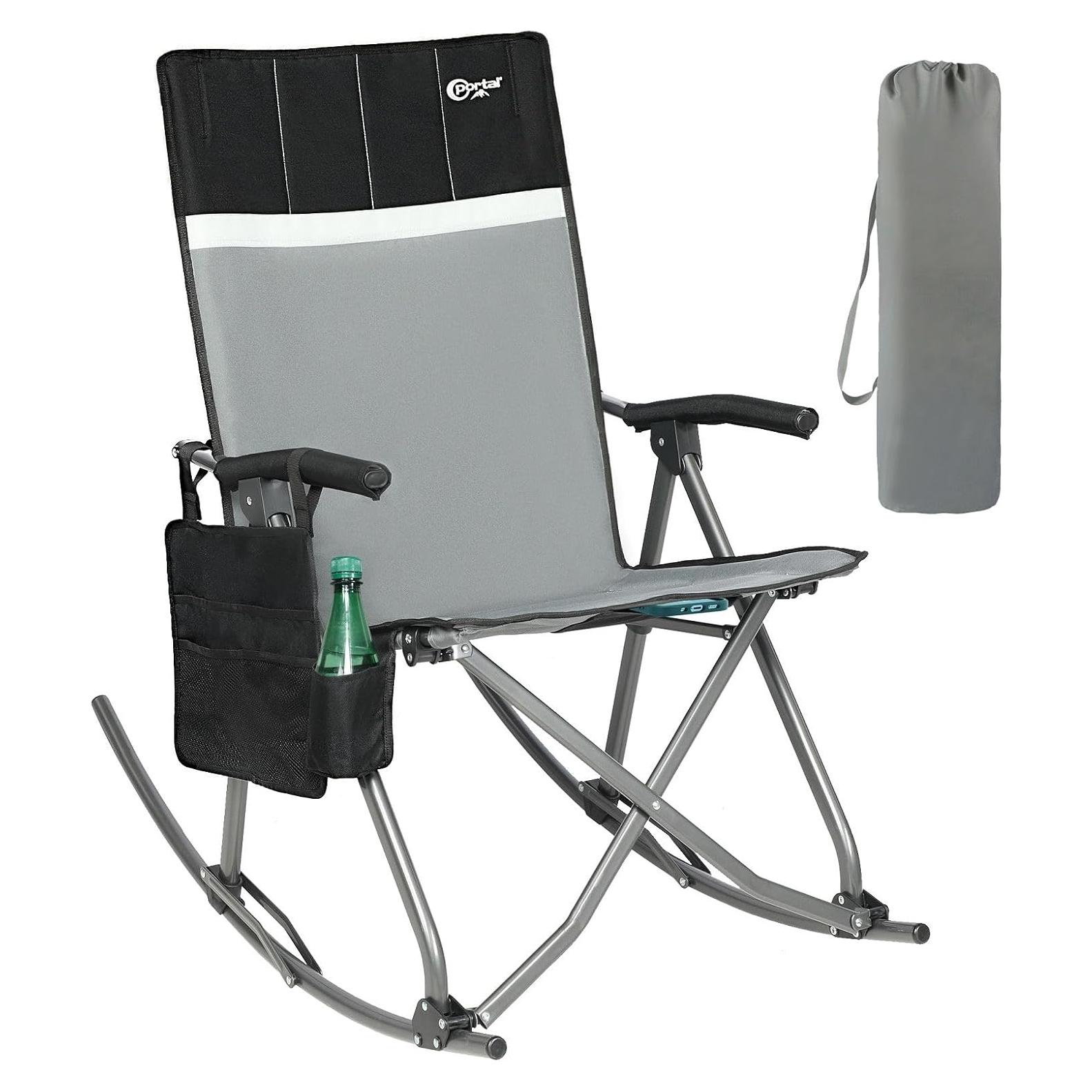 Silla de Camping Rocking Portal FC-368 Plegable 181kg Gris Negro