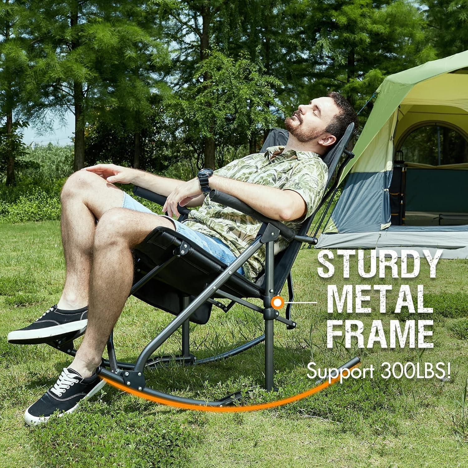 Silla de Camping Rocking Portal FC-368 Plegable 181kg Gris Negro