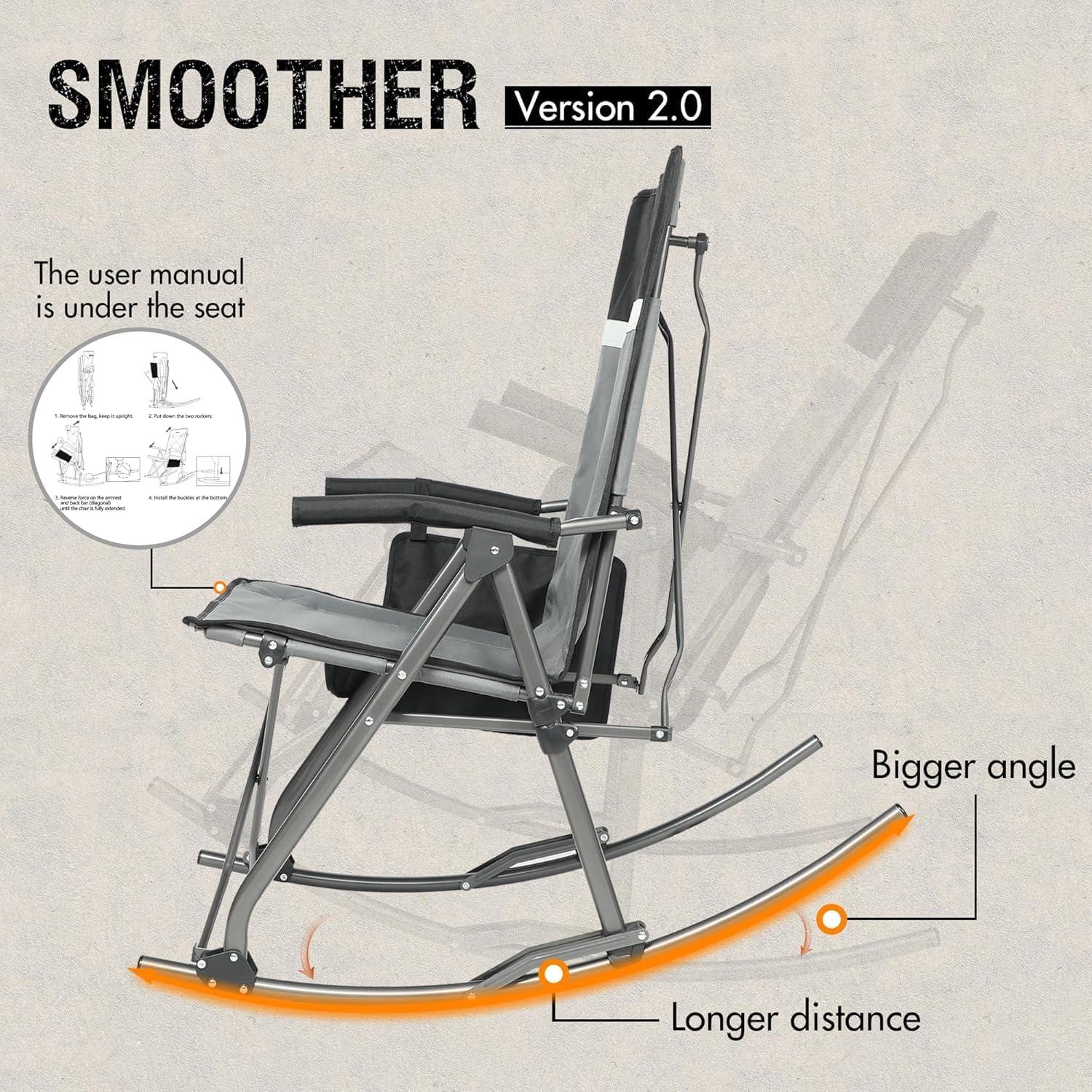 Silla de Camping Rocking Portal FC-368 Plegable 181kg Gris Negro