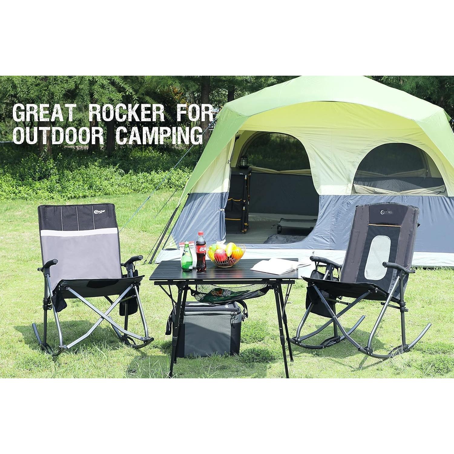 Silla de Camping Rocking Portal FC-368 Plegable 181kg Gris Negro