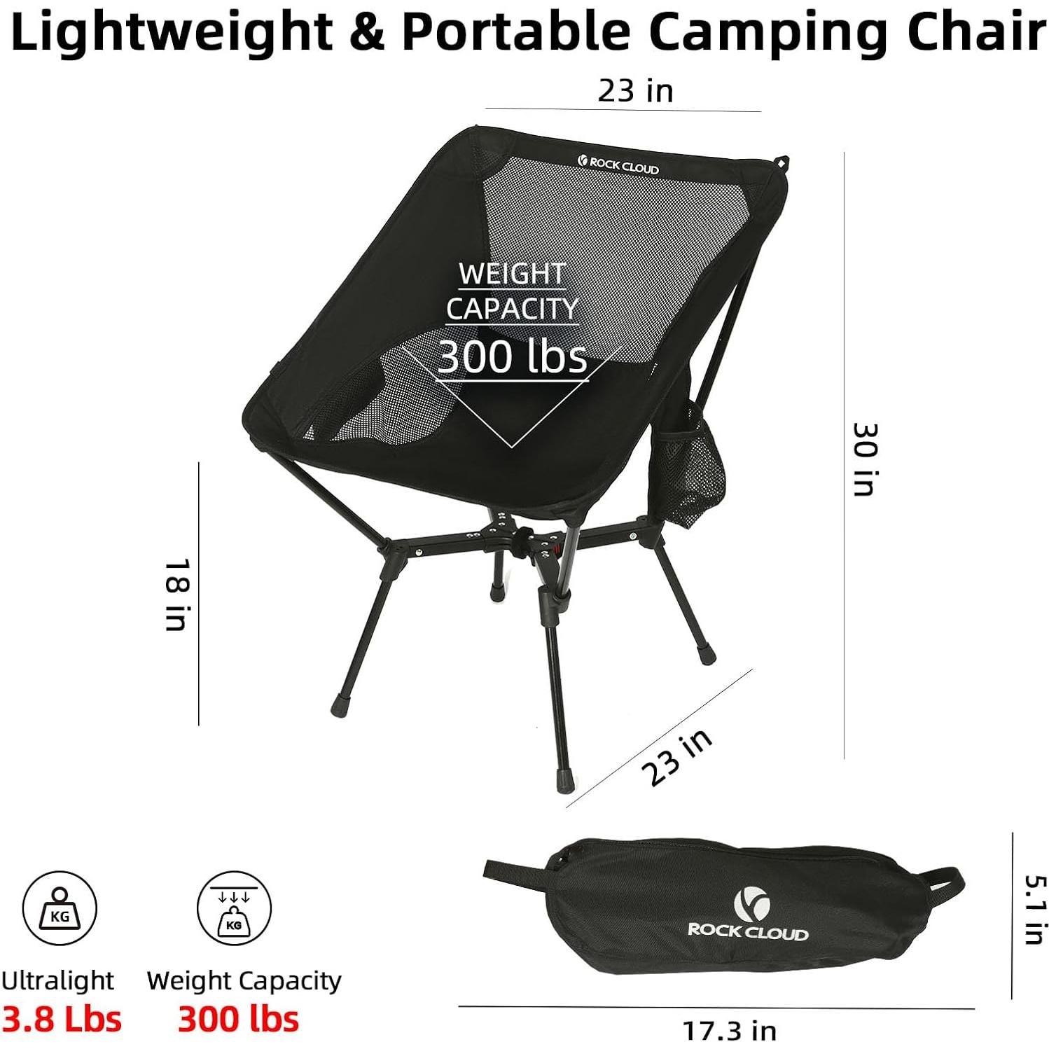 Silla de Camping Plegable ROCK CLOUD Ultraligera 1.72 kg