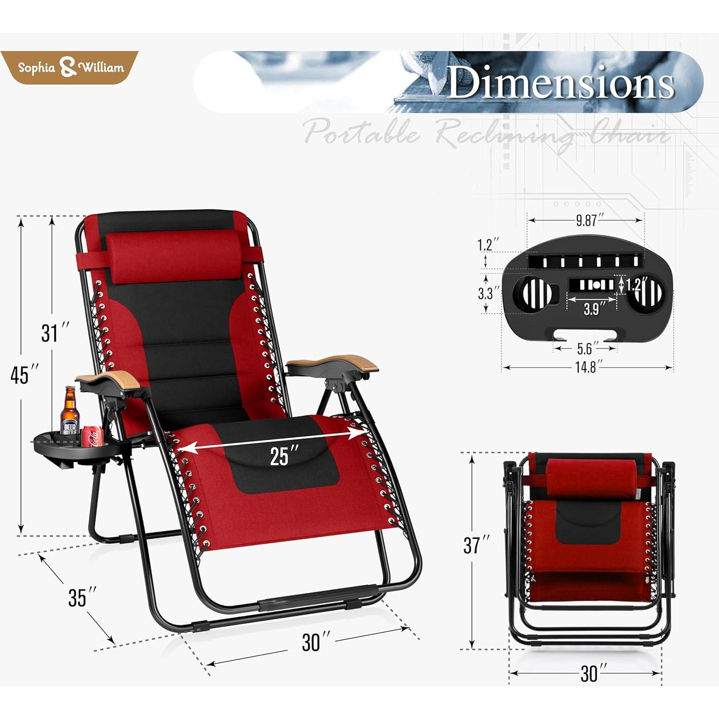 Conjunto de 2 Sillas Reclinado XL Sophia & William Rojo