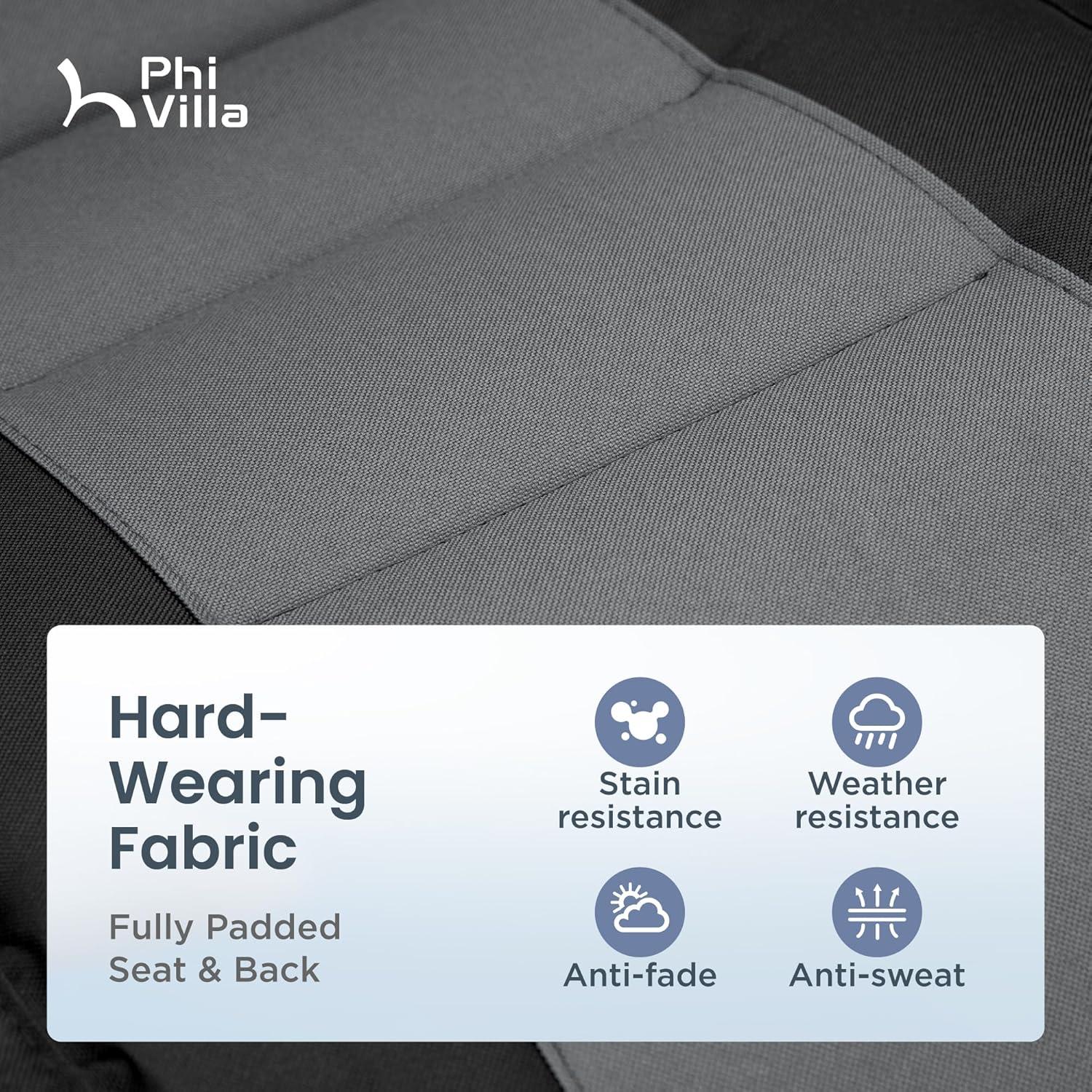 PHI VILLA Outdoor Patio Padded Zero Gravity Chair, Foldable Patio Recliner, 26" Wide Seat Anti Gravity Lounger with Cup Holder, Support 350 LBS (Grey)