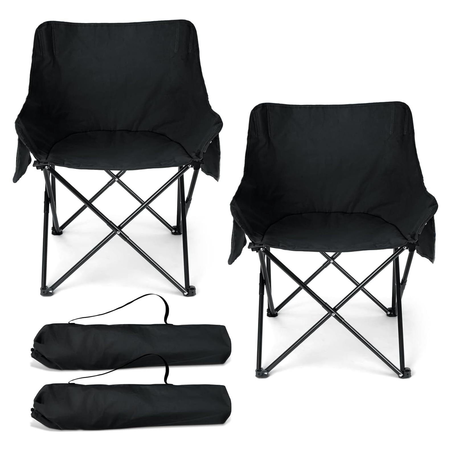 Silla de Camping Plegable HaSteL Negra para Adultos - Soporta 113kg