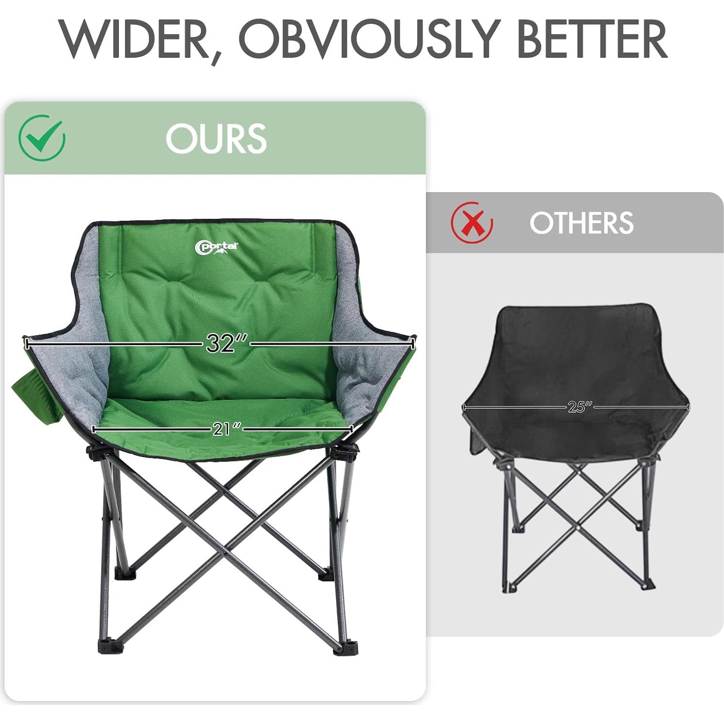Silla de Camping Plegable PORTAL Extra Ancha 158.76 kg Verde