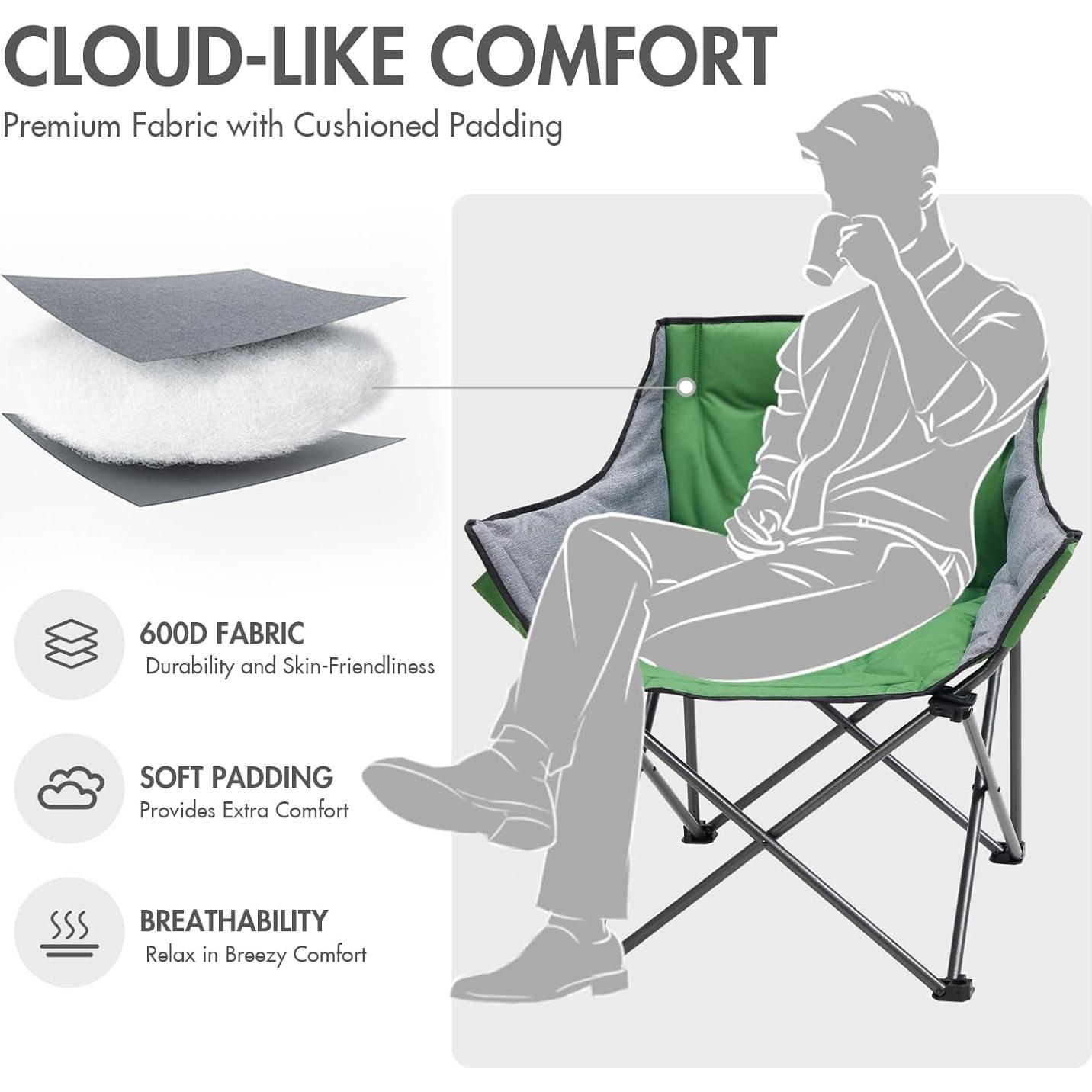 Silla de Camping Plegable PORTAL Extra Ancha 158.76 kg Verde