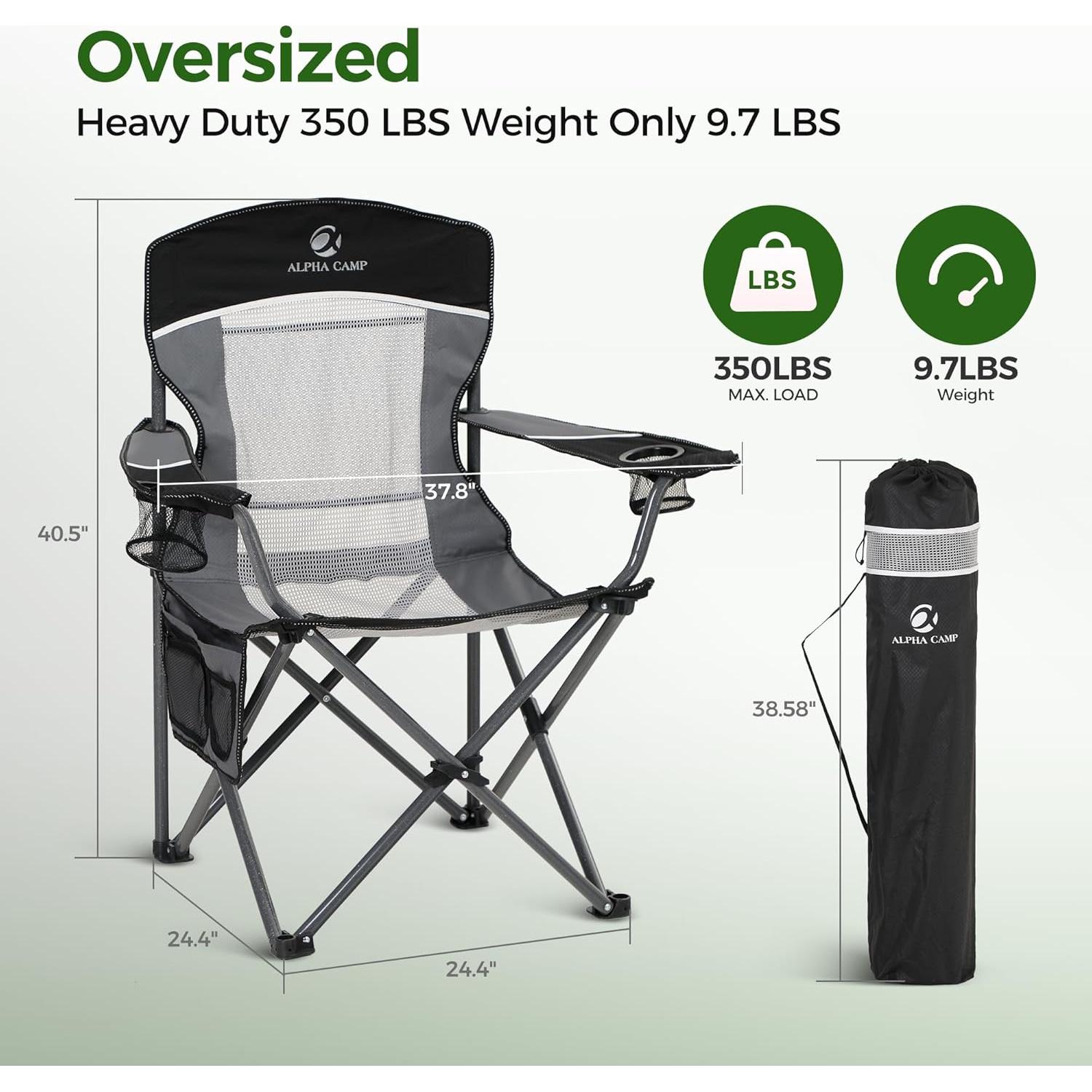 Silla Plegable Alpha Camp E01CC01010020 con Respaldo de Malla