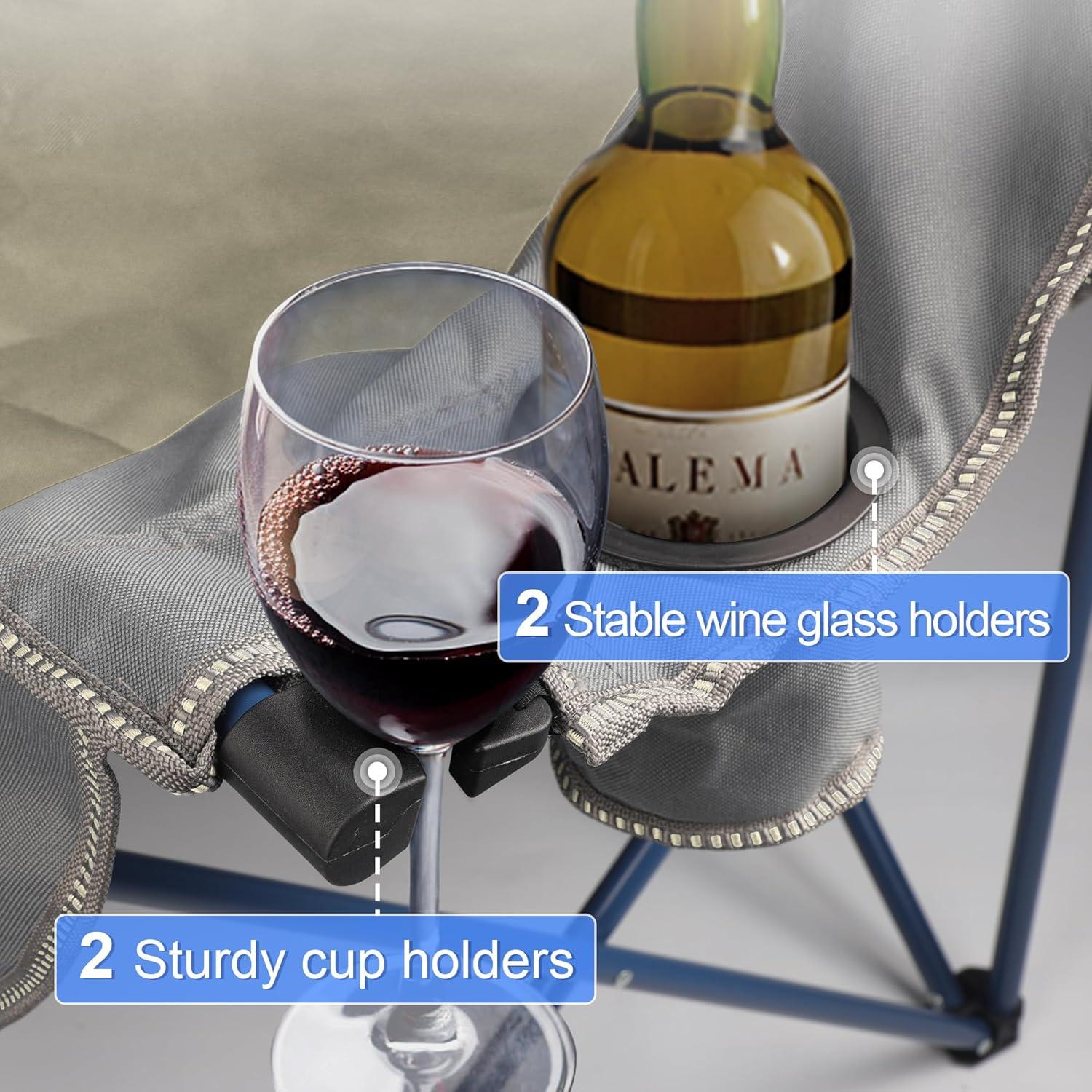 Oversized 3 Person Camping Chair for Adults,Outdoor Folding Sofa Heavy-Duty Loveseat Couch Chair with Thick Padding for Family,Garden,Campsites,Backyard Parties,Supports 900 LBS