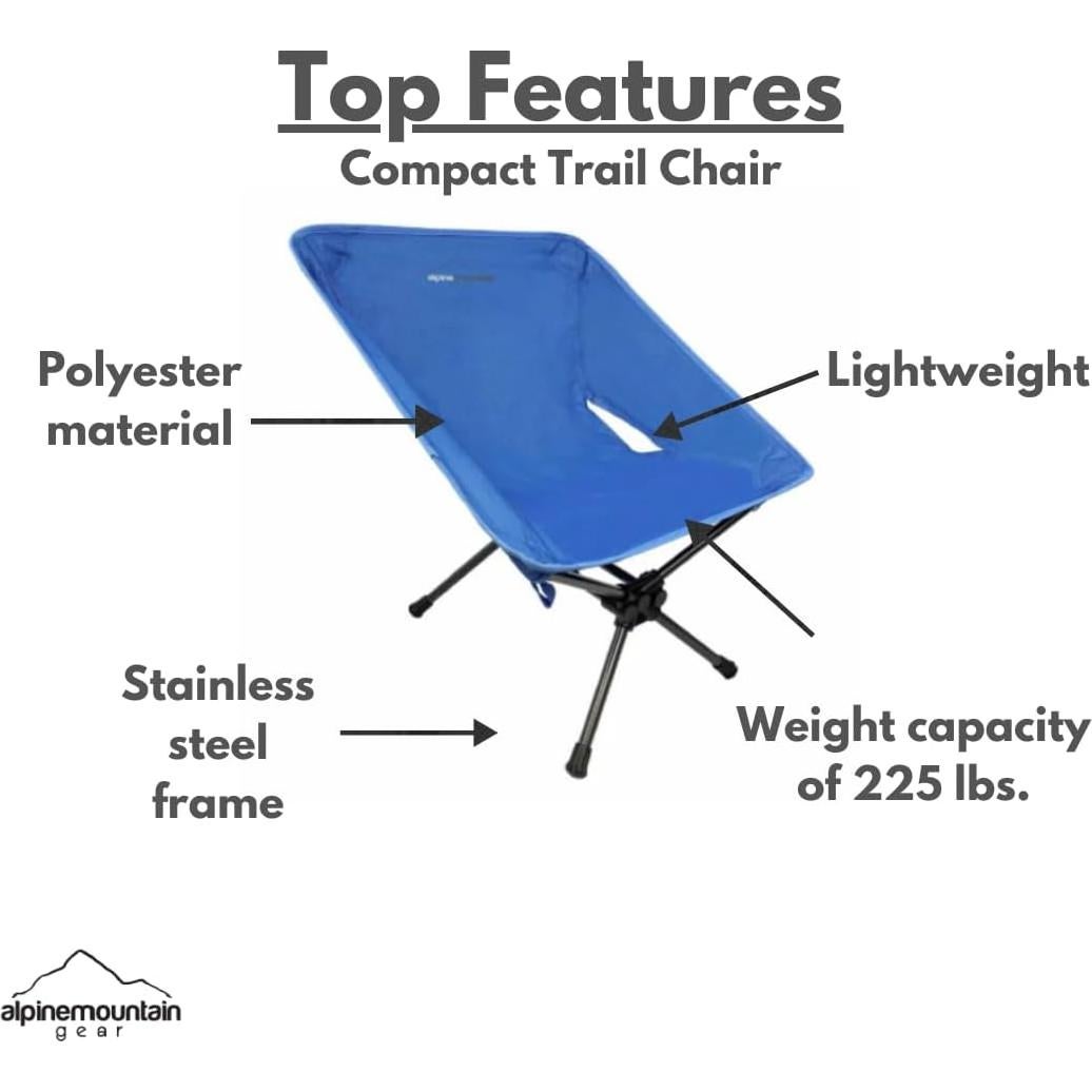 Silla de Camping Compacta Alpine Mountain Gear Azul 1.13 kg