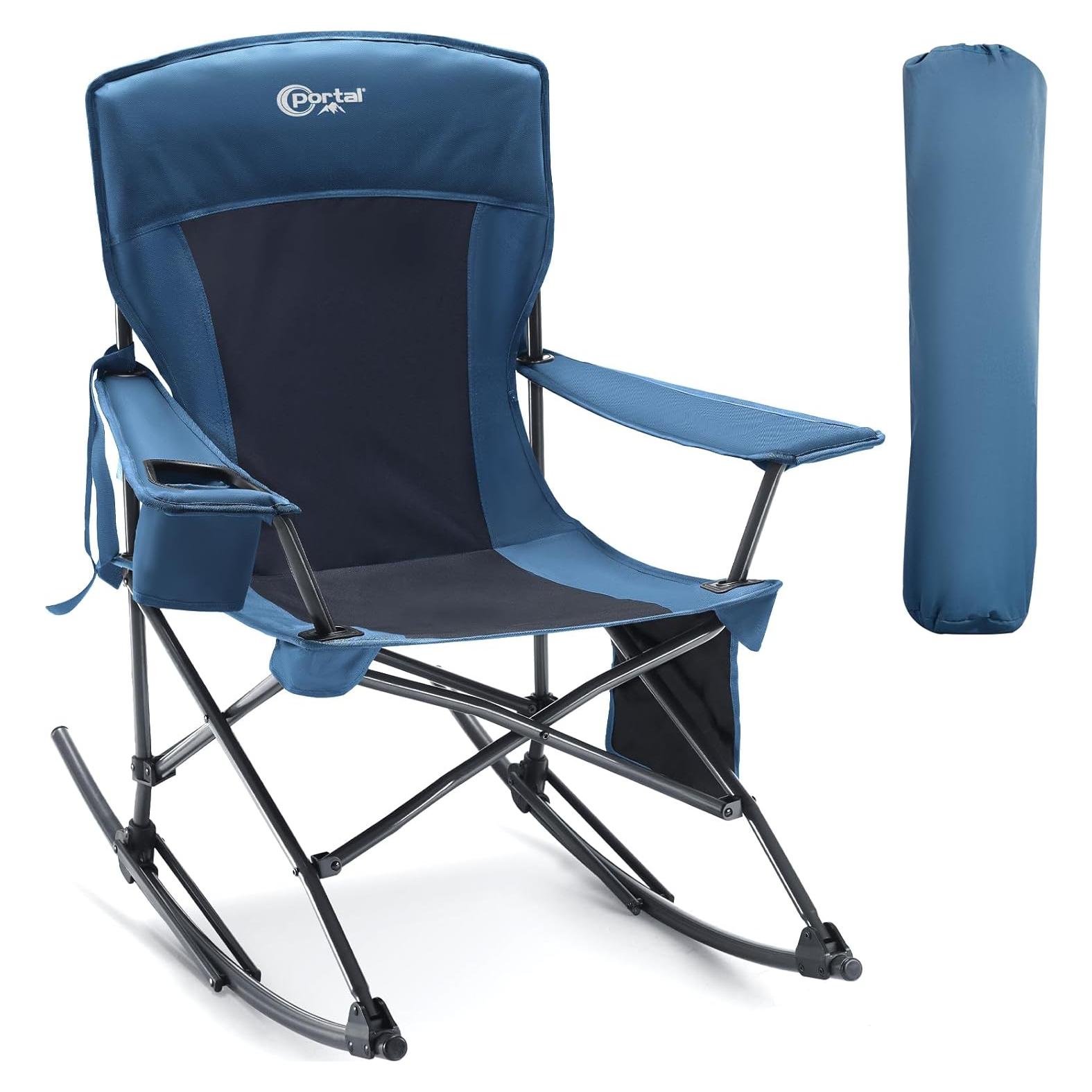 Silla Mecedora Plegable Portal Charles Azul Medianoche 350LBS