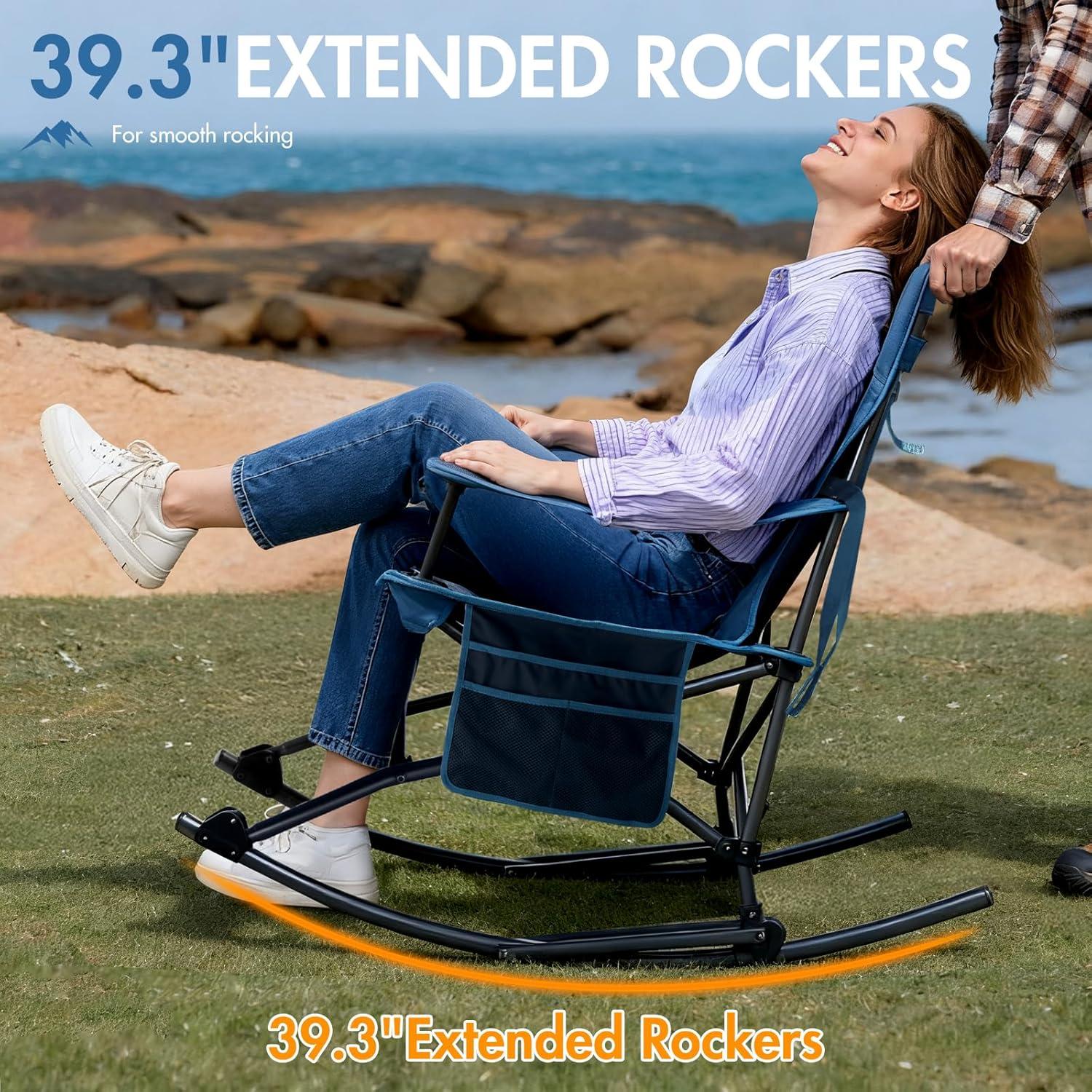 Silla Mecedora Plegable Portal Charles Azul Medianoche 350LBS