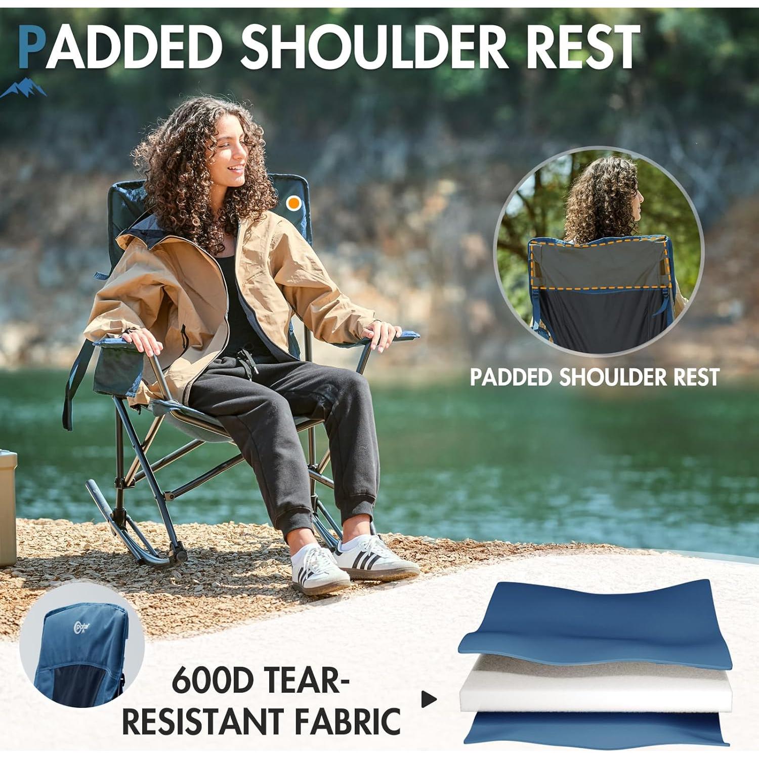 Silla Mecedora Plegable Portal Charles Azul Medianoche 350LBS