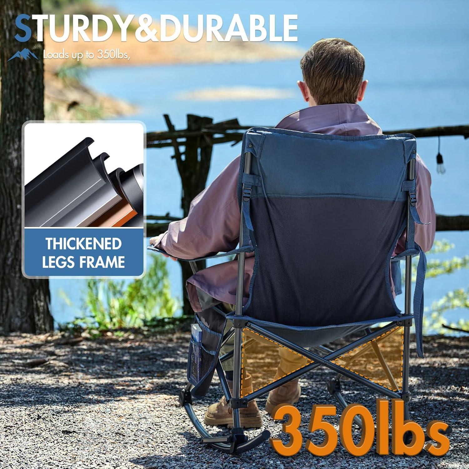 Silla Mecedora Plegable Portal Charles Azul Medianoche 350LBS