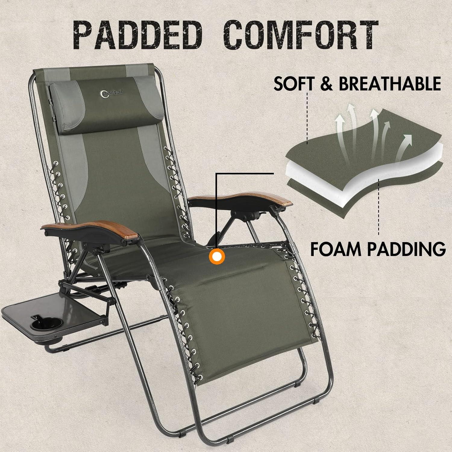 Silla de Patio Reclinable Portal XL con Cojines y Porta Vasos