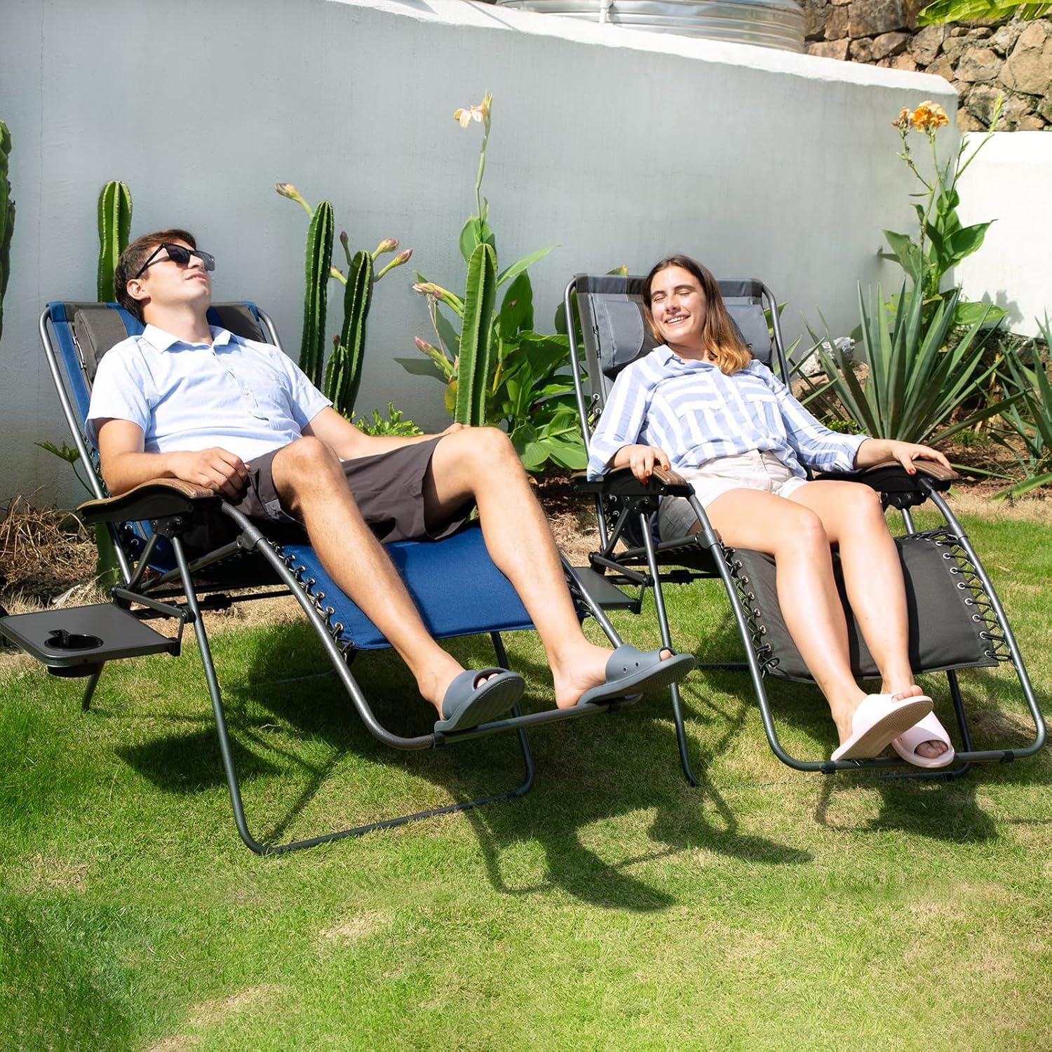 Silla de Patio Reclinable Portal XL con Cojines y Porta Vasos