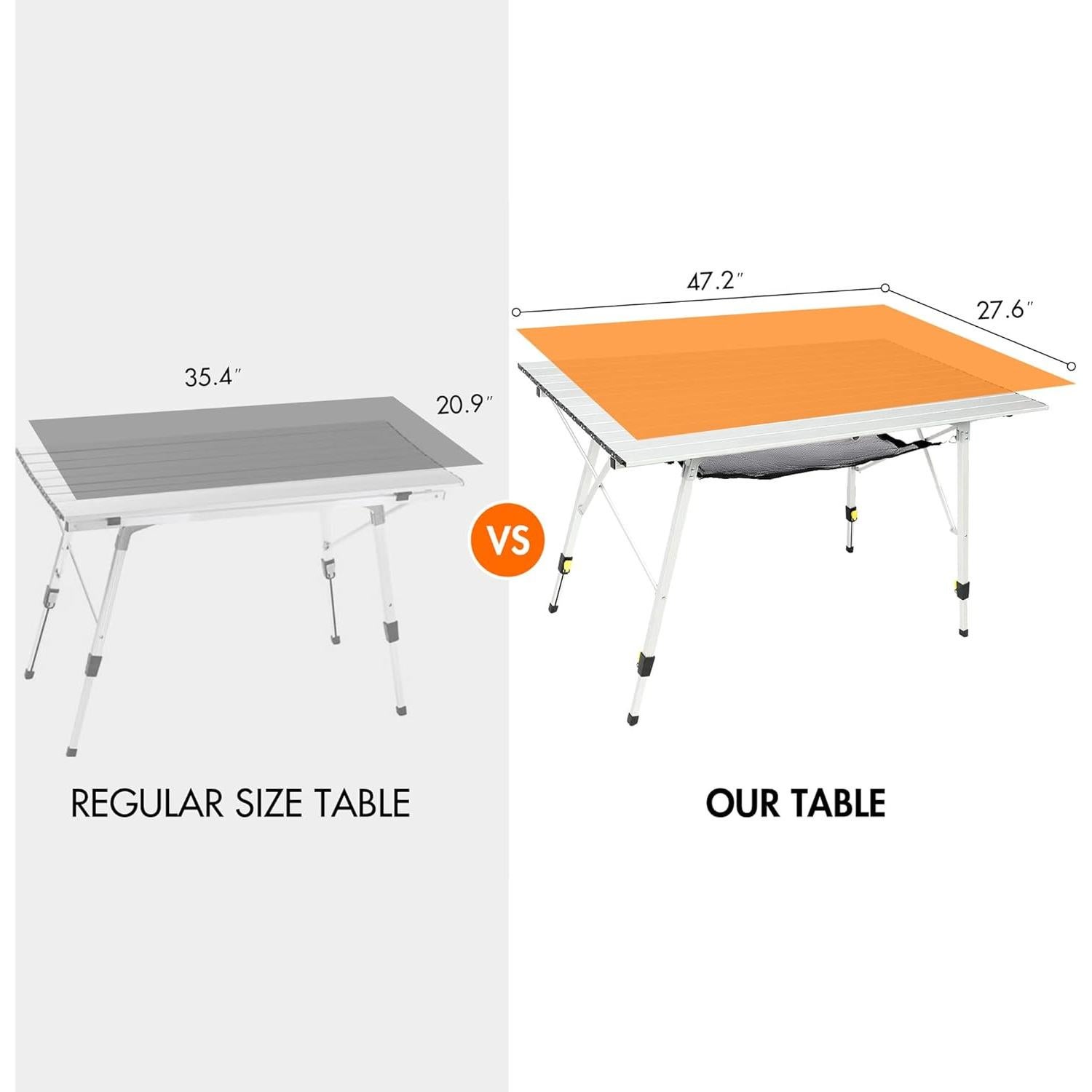 Mesa Camping PORTAL Plegable 120x70 cm Plata con Bolsa