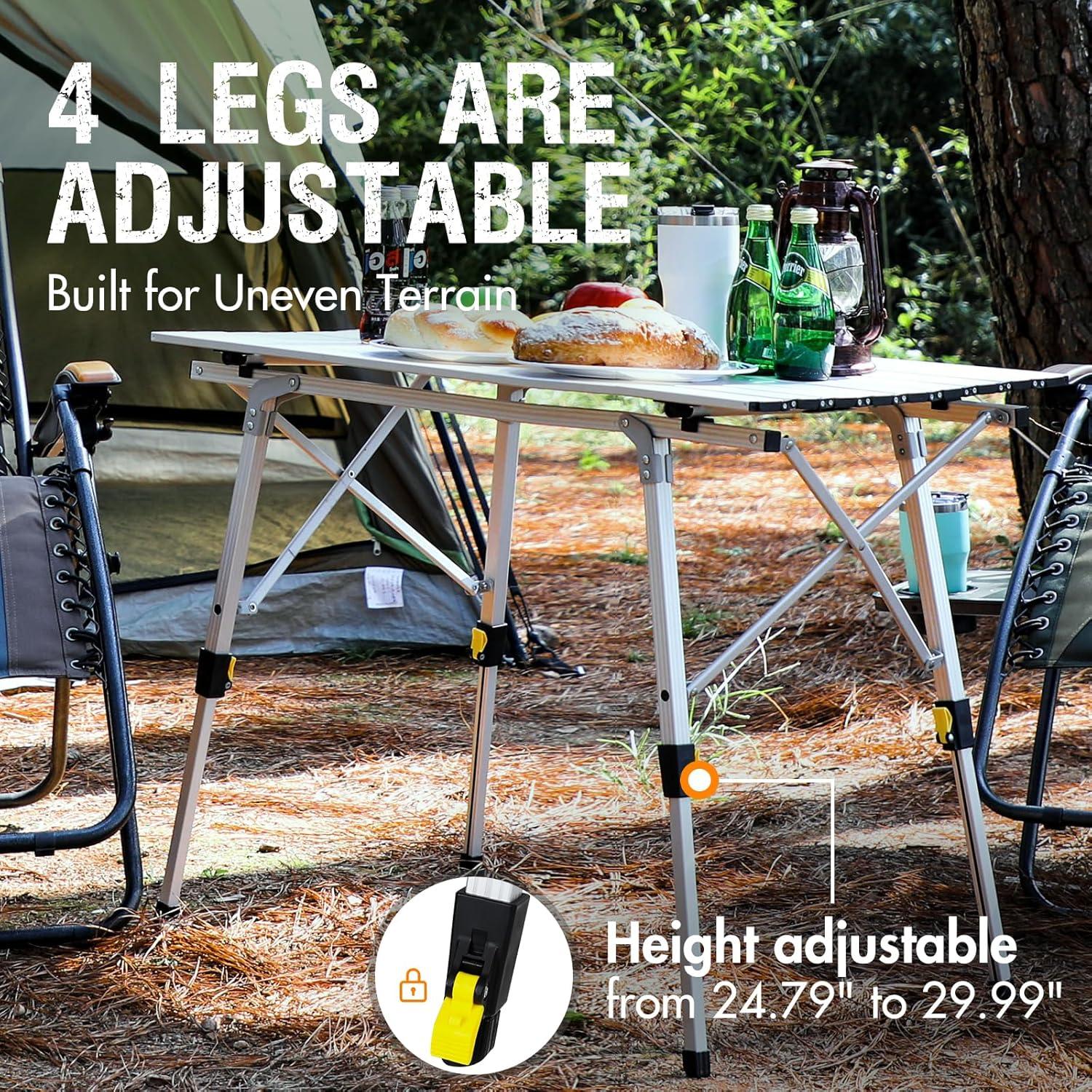 Mesa Camping PORTAL Plegable 120x70 cm Plata con Bolsa