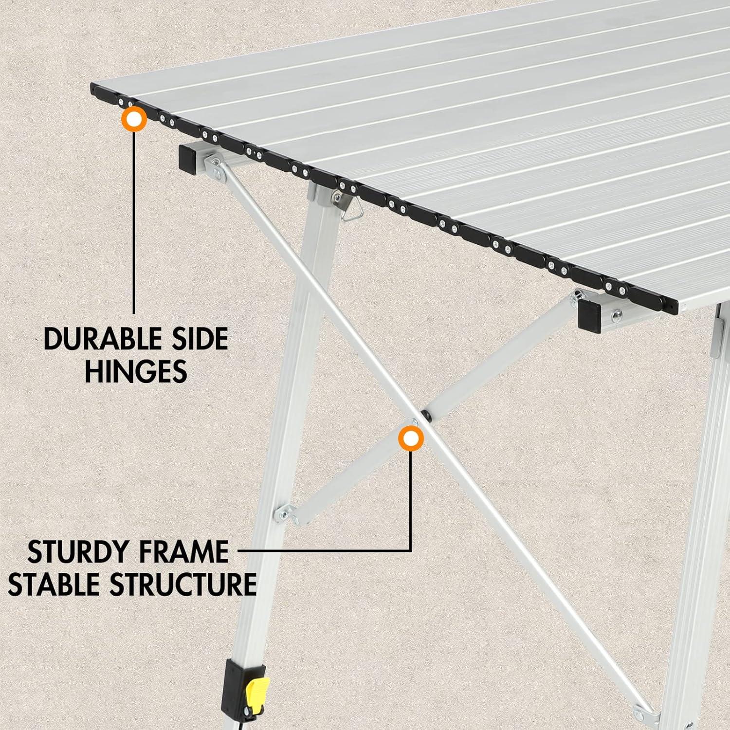 Mesa Camping PORTAL Plegable 120x70 cm Plata con Bolsa