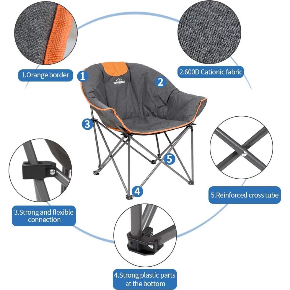 Sillón de Camping Plegable Outdoor Living Suntime Gris Naranja