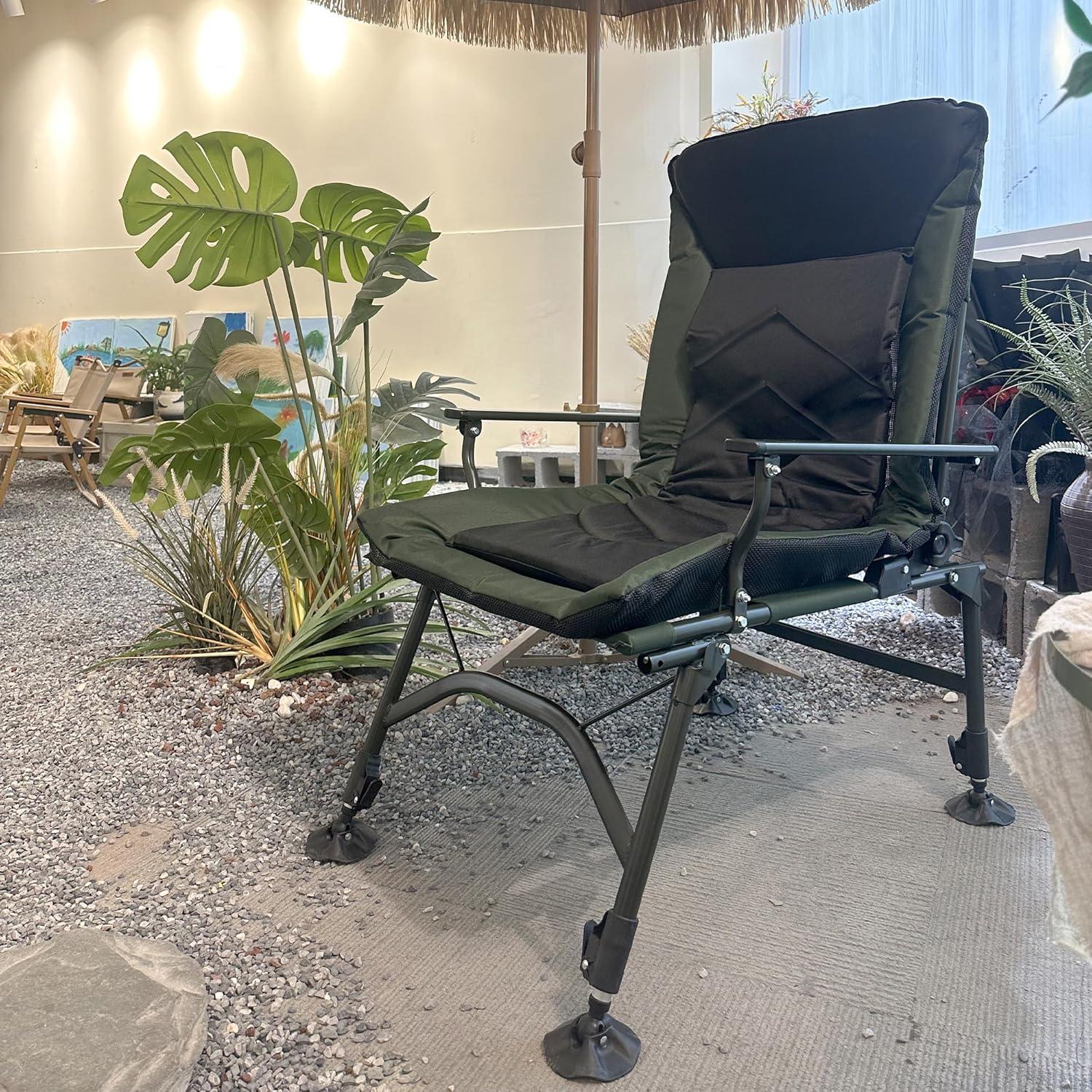 Silla de Camping Lounge HomeMindful Reclinable Verde/Negro