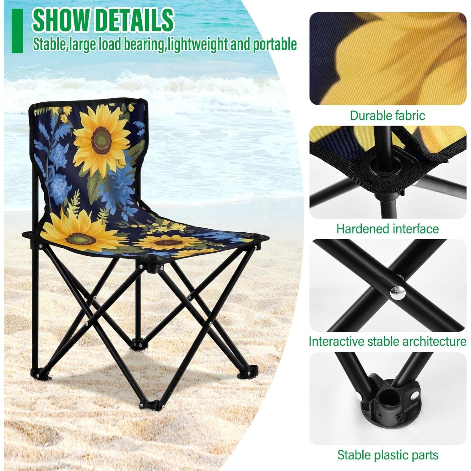 xigua Sunflower Portable Camping Chairs,Outdoor Folding Camping Chair for Camping Hiking,Beach,Fishing113
