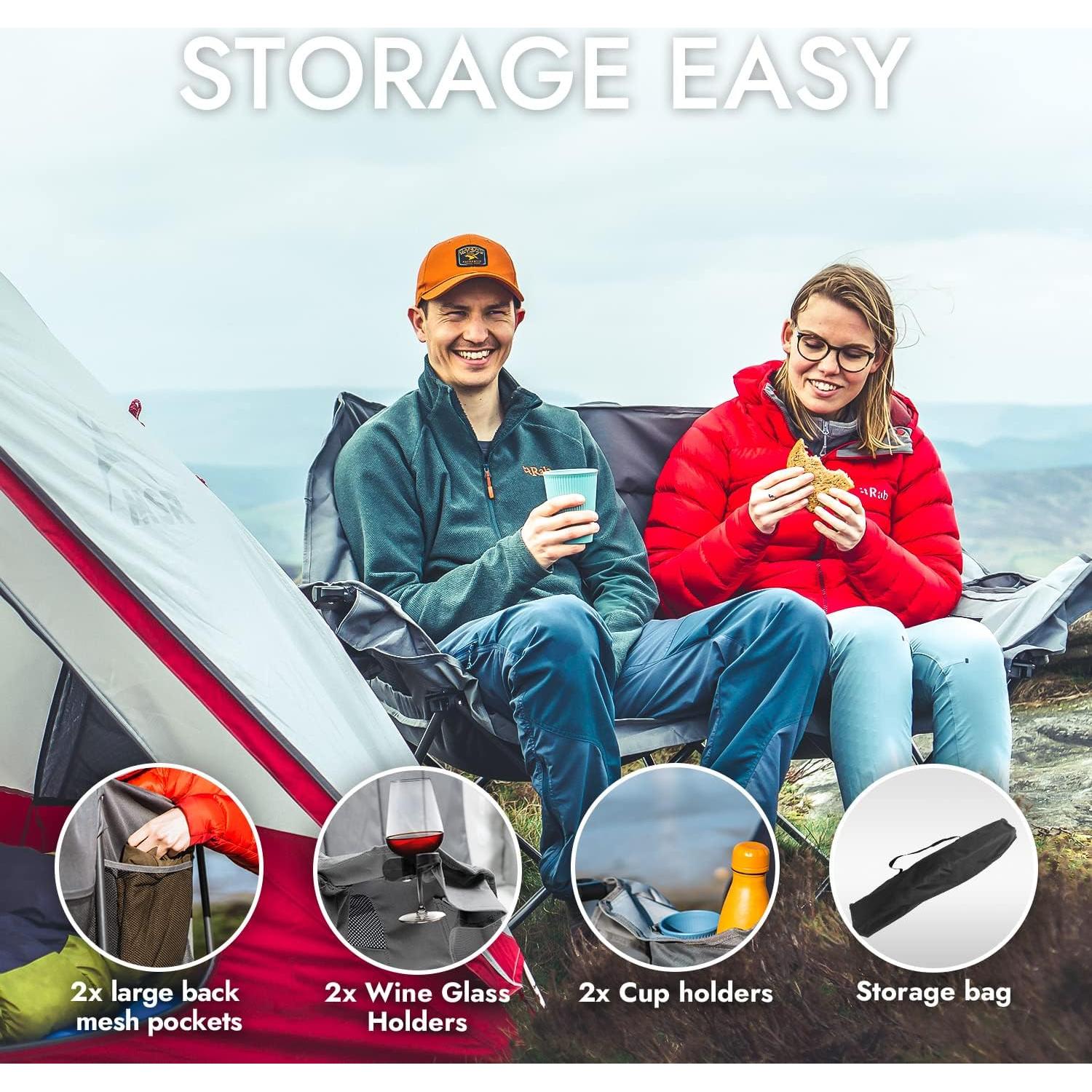 Silla de Camping Doble Dowinx Plegable 200kg Azul