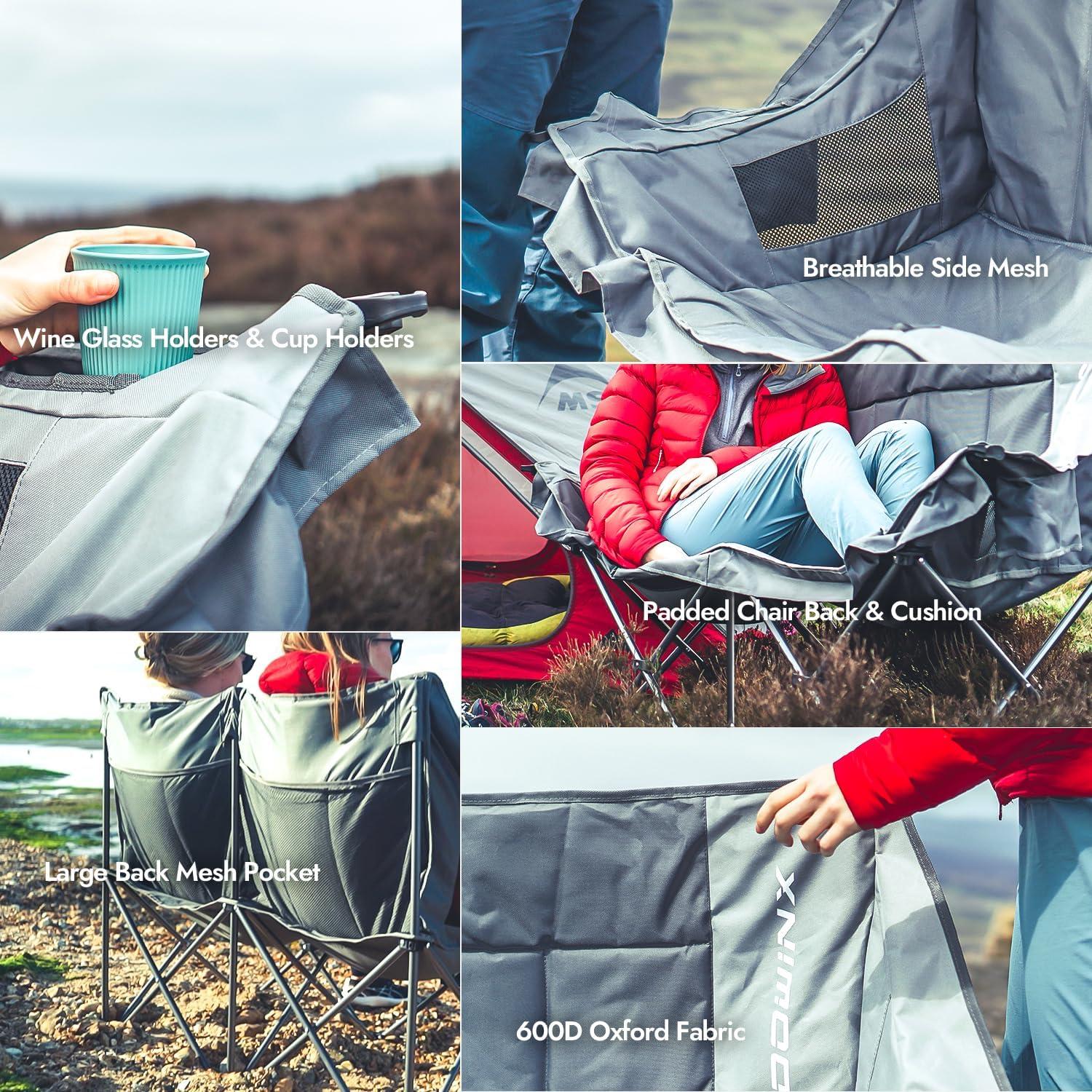 Silla de Camping Doble Dowinx Plegable 200kg Azul