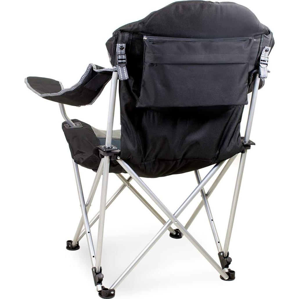 Silla de Camping Reclinable Picnic Time Negra con Bolsa