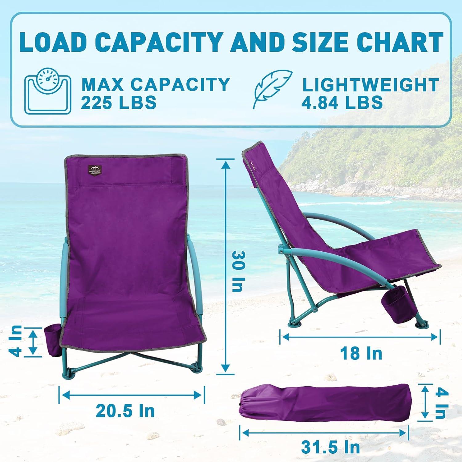 Paquete de 2 Sillas de Playa Reclinables LANMOUNTAIN Púrpura