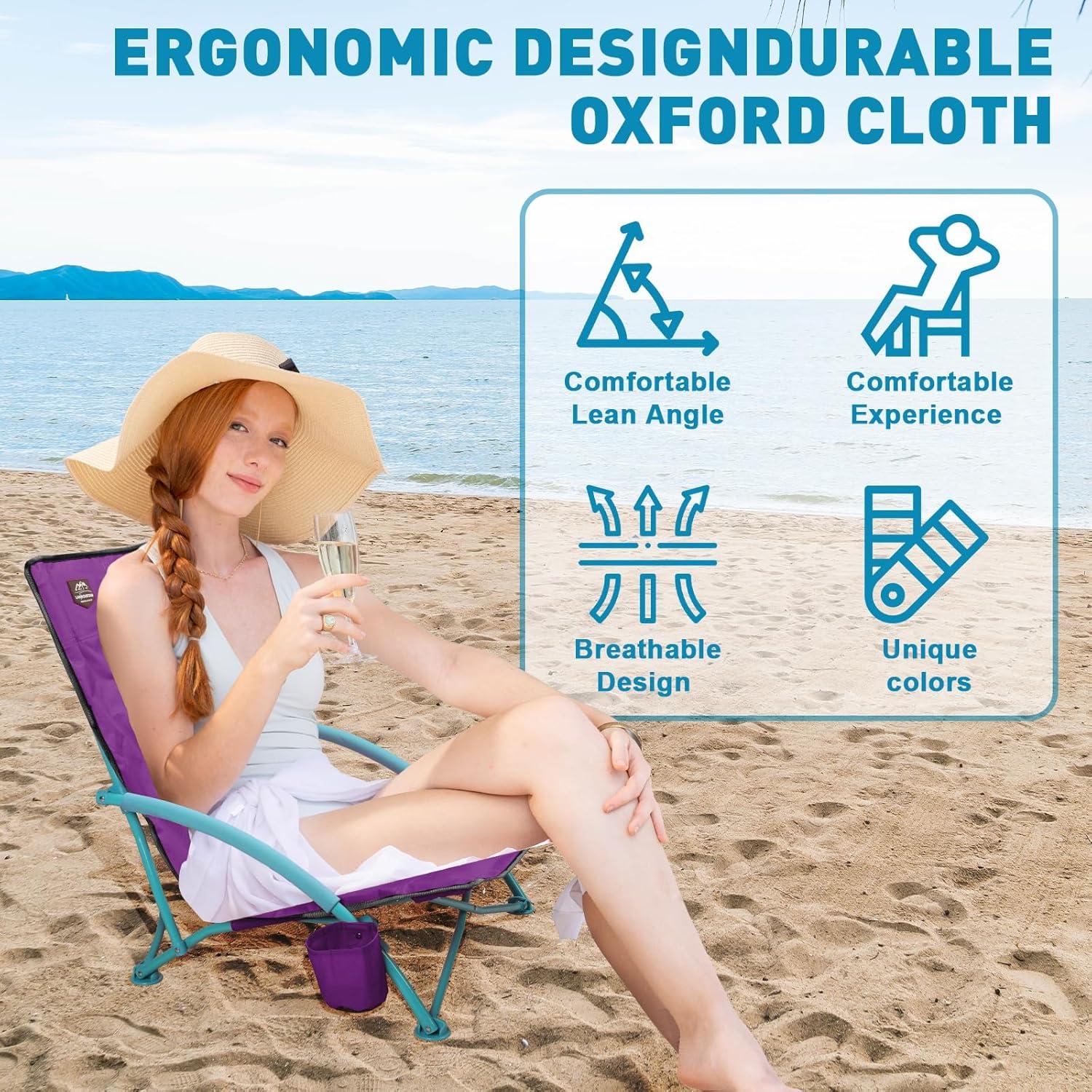 Paquete de 2 Sillas de Playa Reclinables LANMOUNTAIN Púrpura