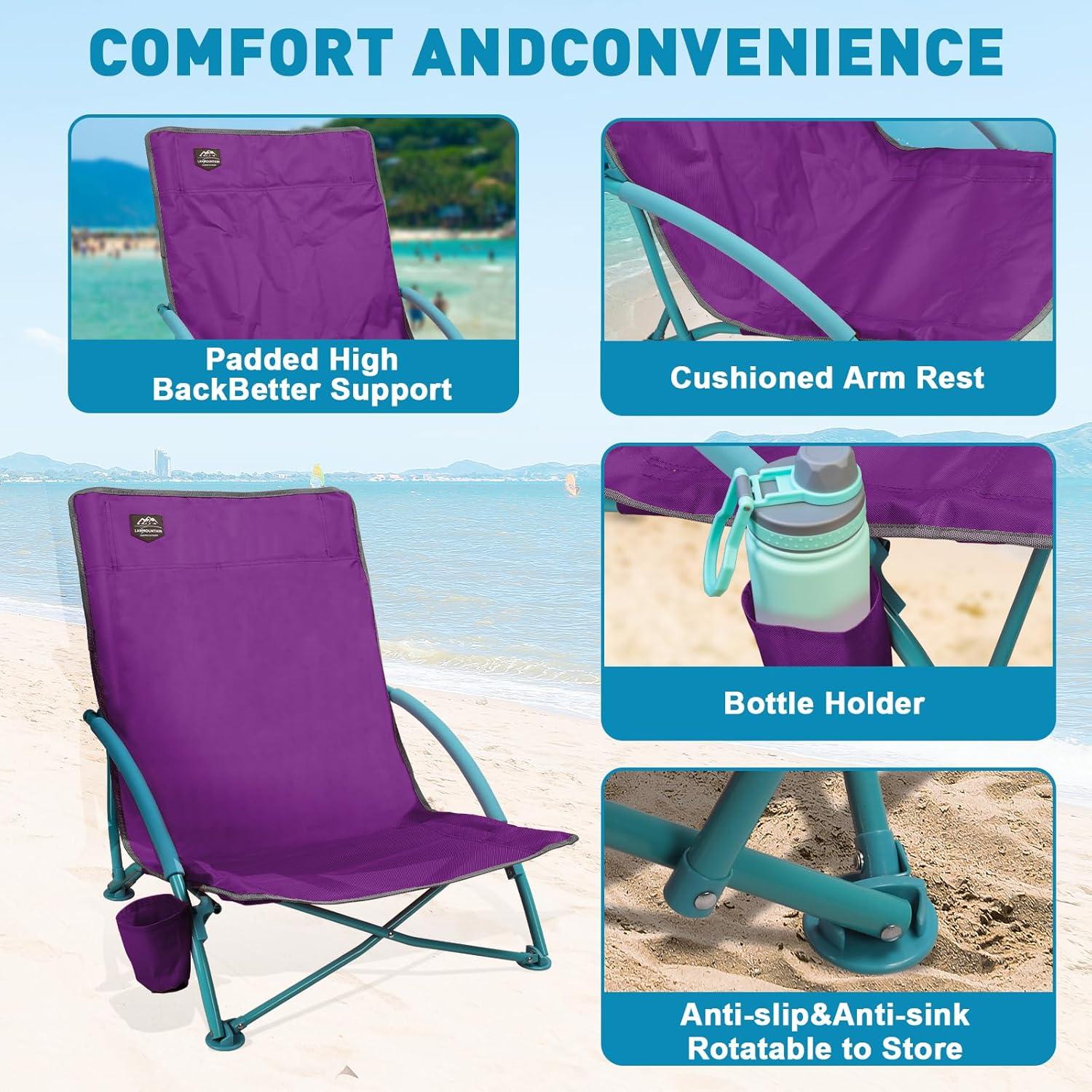 Paquete de 2 Sillas de Playa Reclinables LANMOUNTAIN Púrpura