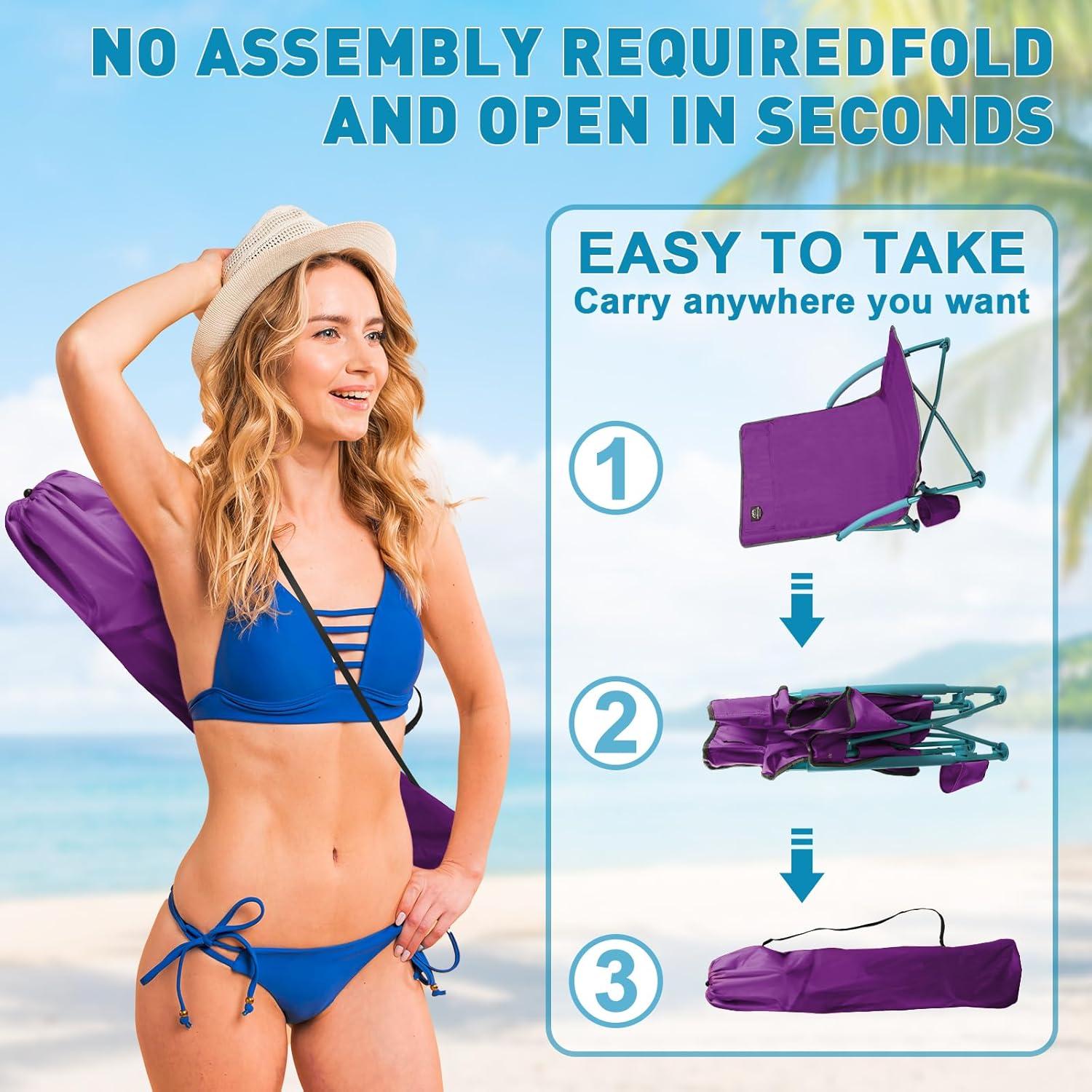 Paquete de 2 Sillas de Playa Reclinables LANMOUNTAIN Púrpura