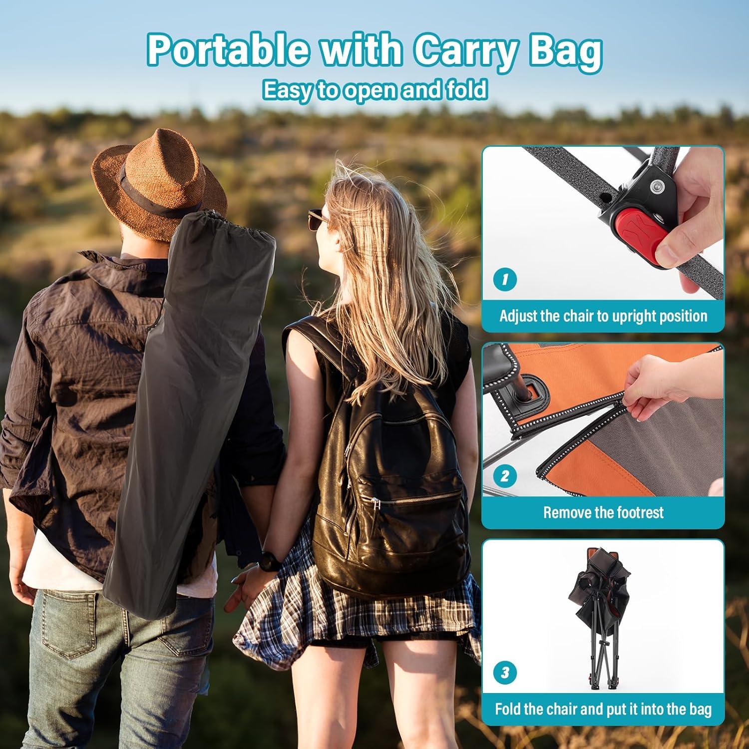 Silla de Camping Reclinable Rotinyard Marrón 136 kg Plegable