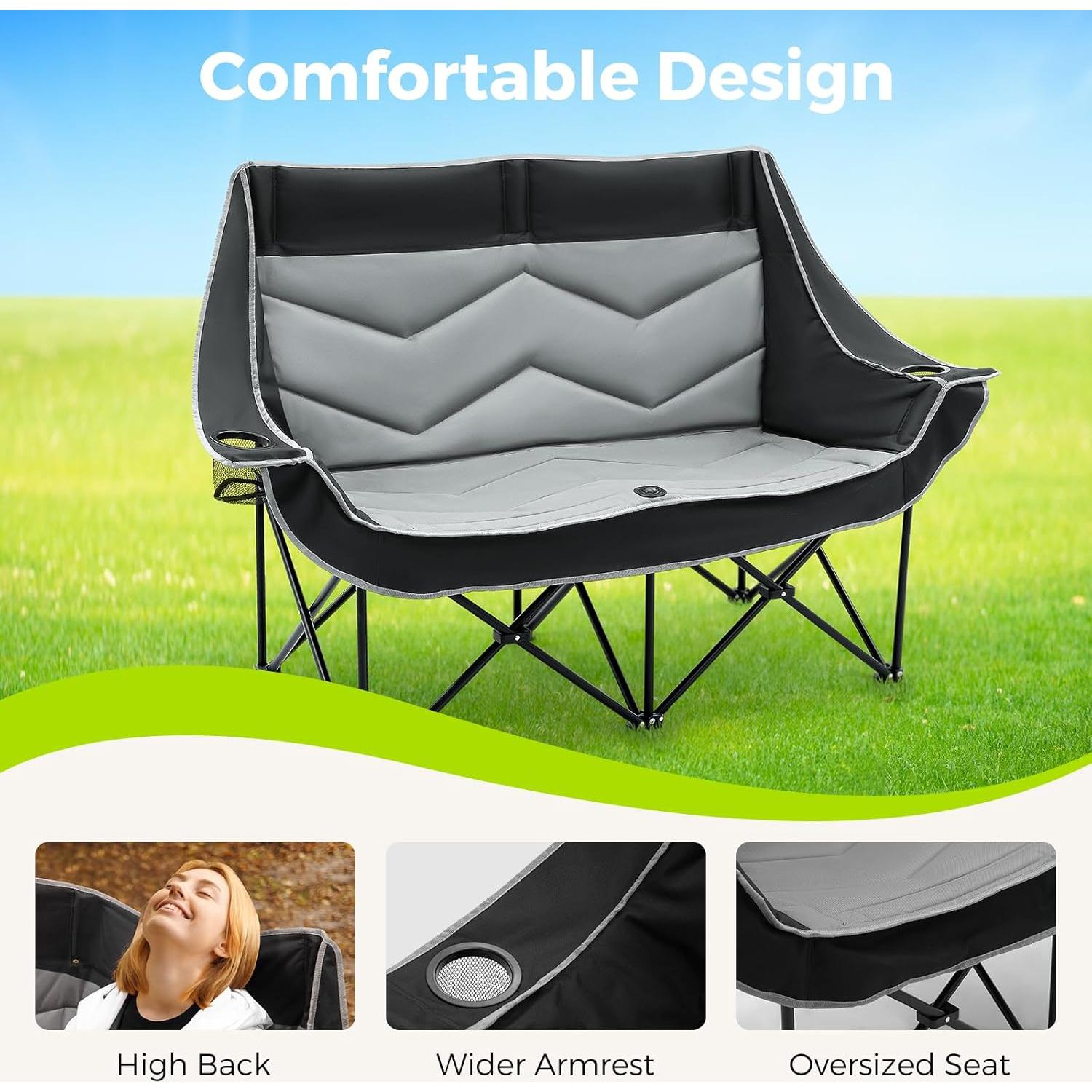 Silla de Camping Doble Dovov CPC05 Plegable 272 kg Acolchada