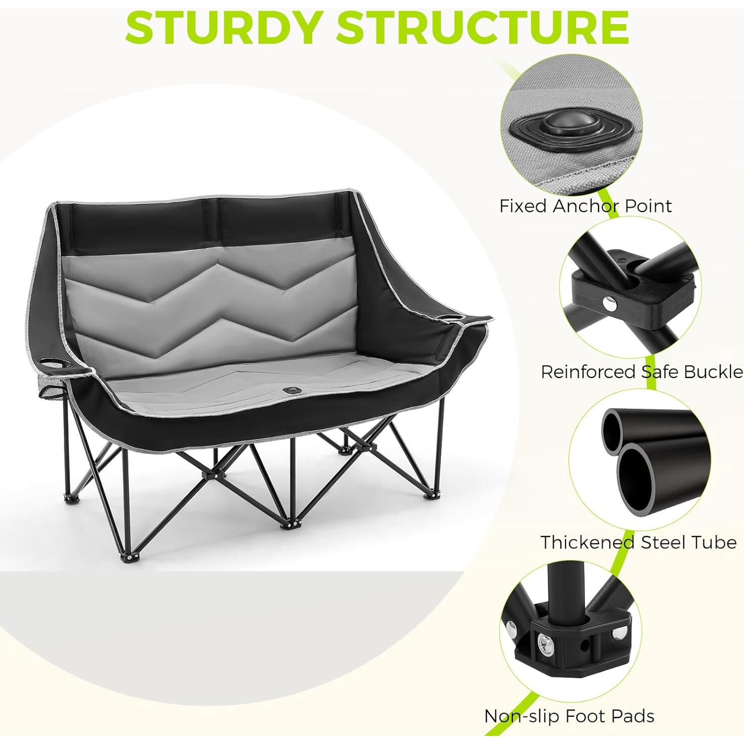 Silla de Camping Doble Dovov CPC05 Plegable 272 kg Acolchada