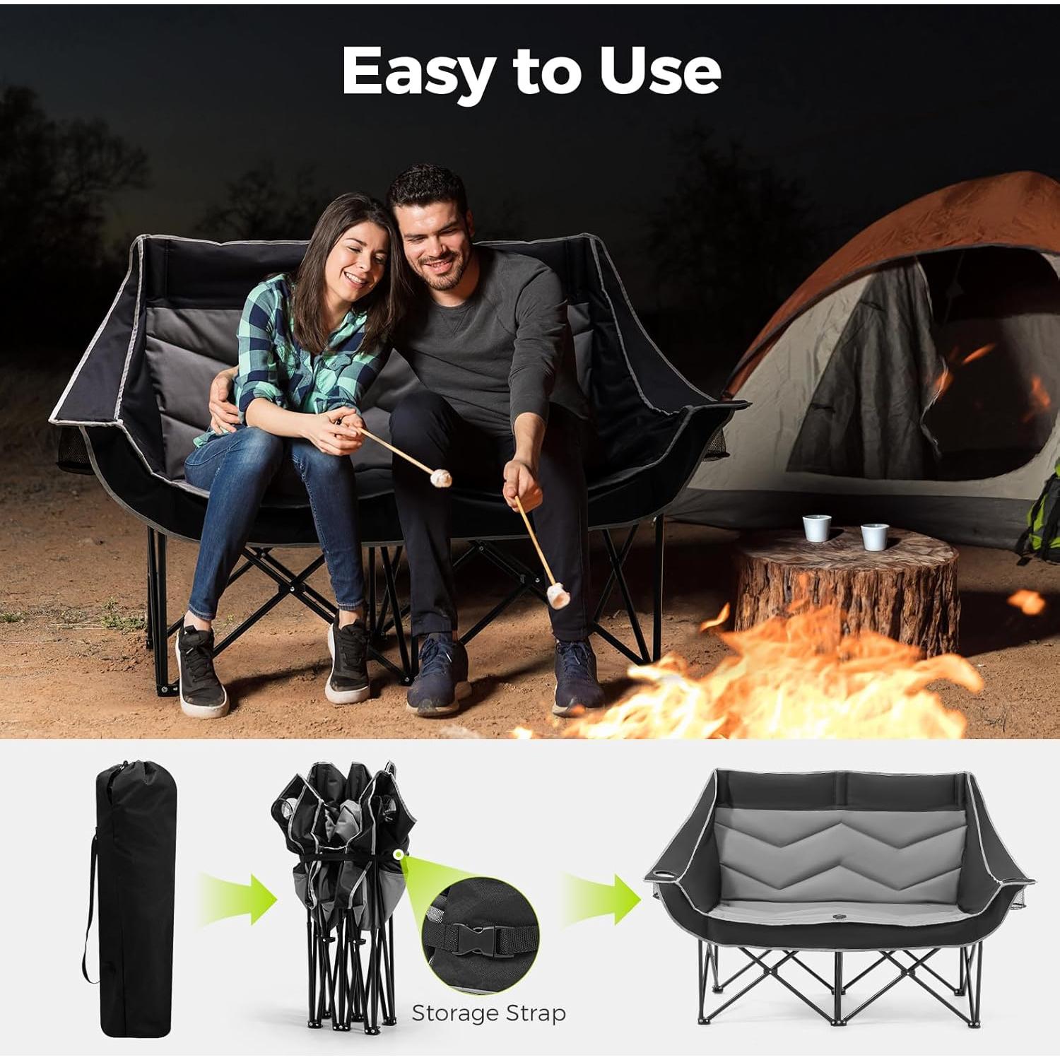 Silla de Camping Doble Dovov CPC05 Plegable 272 kg Acolchada