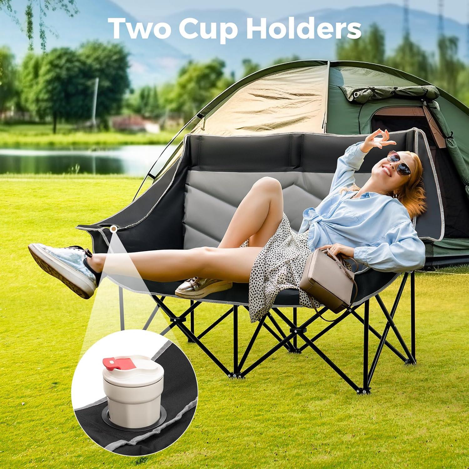 Silla de Camping Doble Dovov CPC05 Plegable 272 kg Acolchada