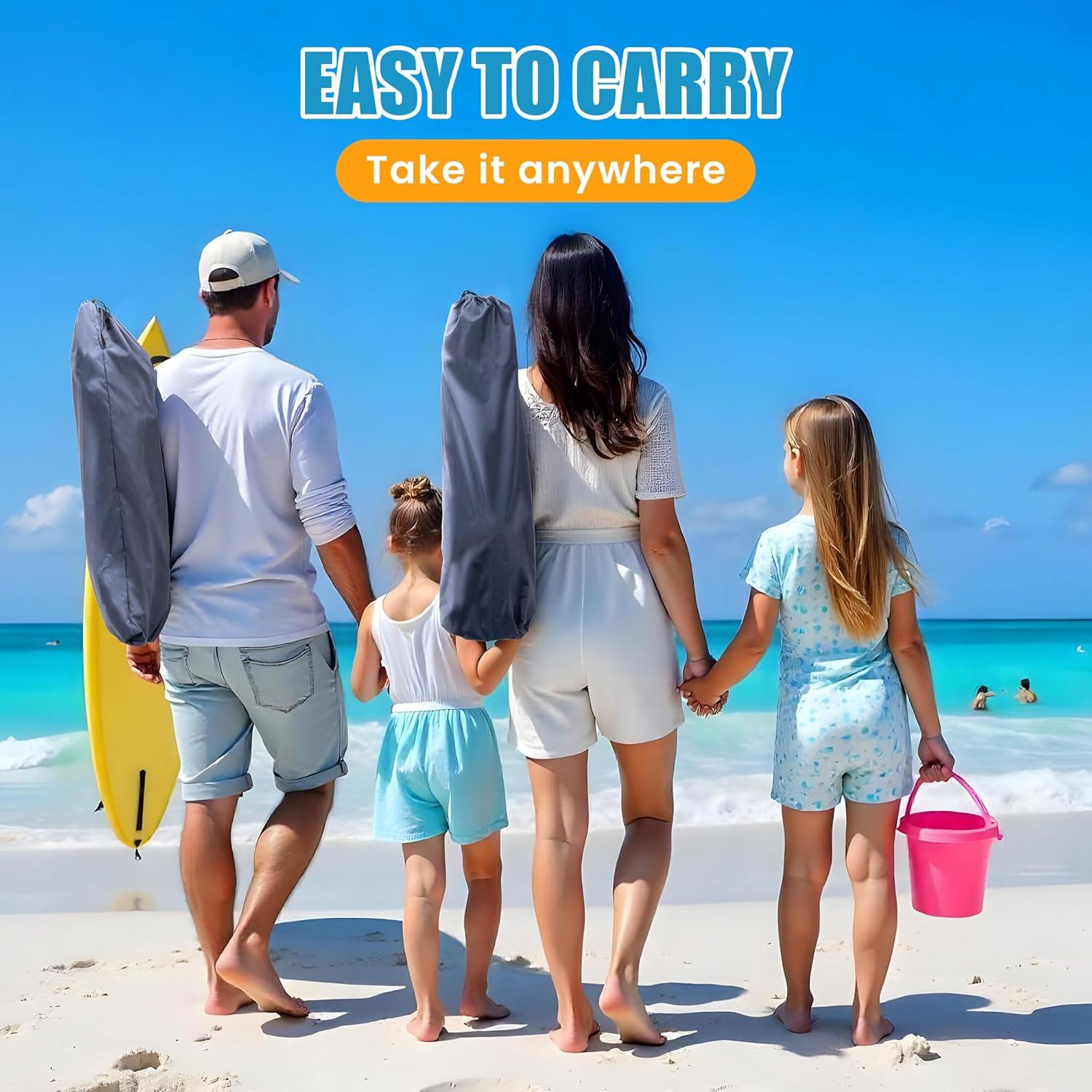 Lamberia Folding Beach Chair for Adults, Portable Low Beach Chairs with 300lbs Capacity, Lightweight Fodable Camping Chair for Travel, Picnic, Concert & Outdoor Activities, Blue