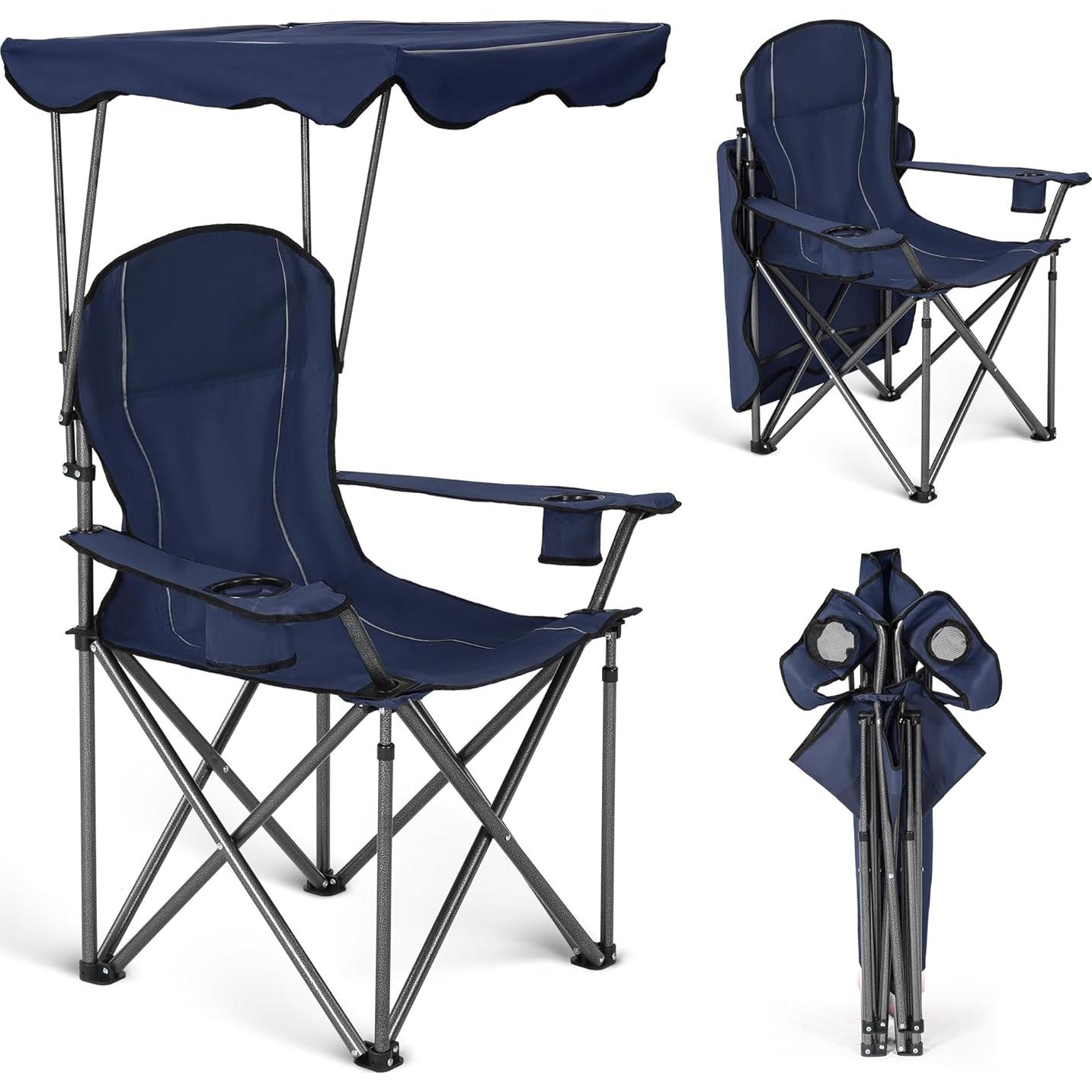 Silla de Camping Plegable ALPHA CAMP con Sombrilla 350 LBS