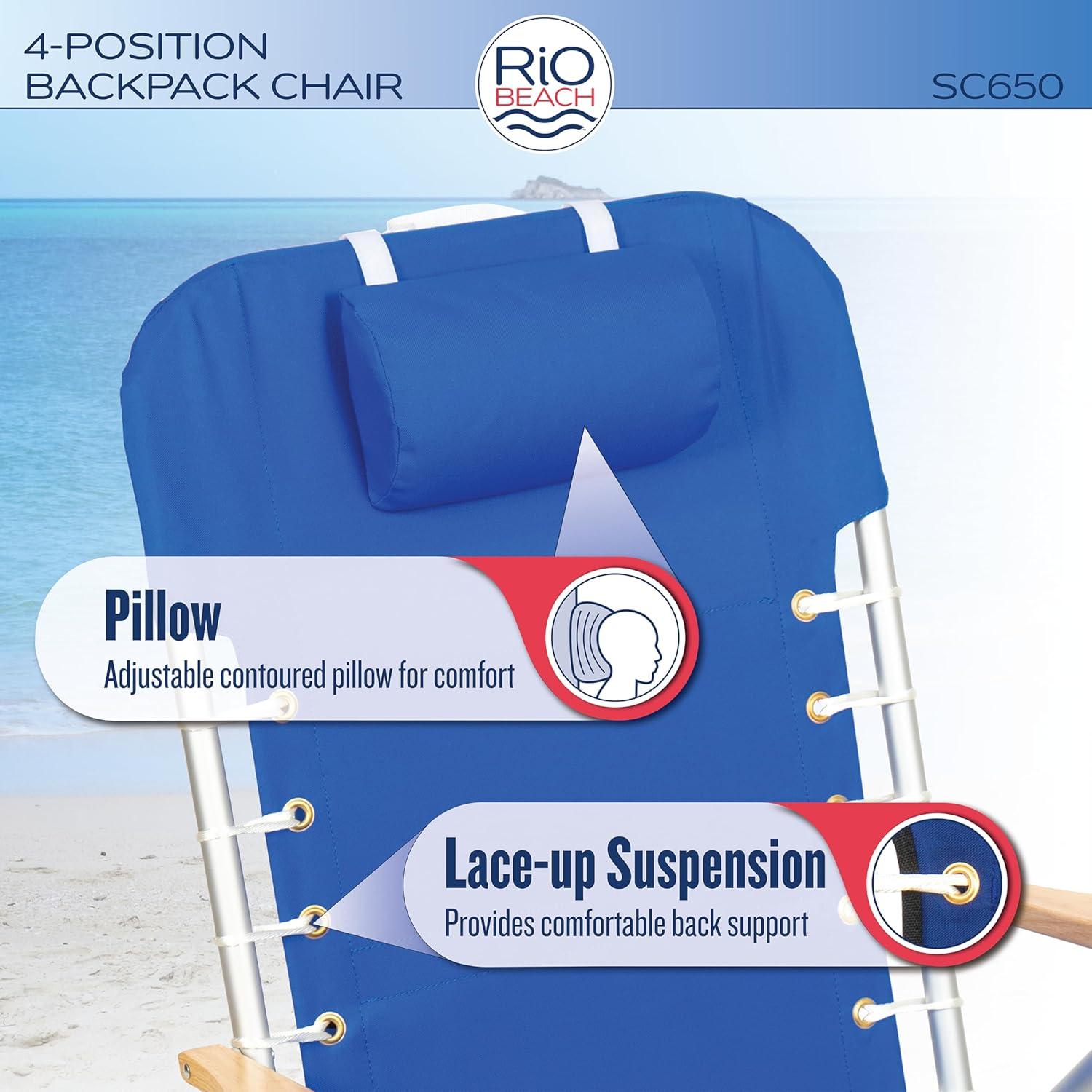 Silla de Playa Hi-Boy RIO Gear Plegable 4 Posiciones Rayas