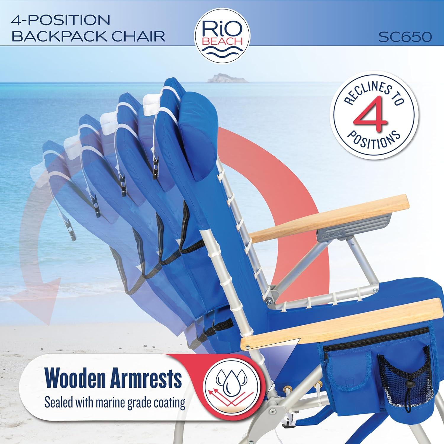 Silla de Playa Hi-Boy RIO Gear Plegable 4 Posiciones Rayas