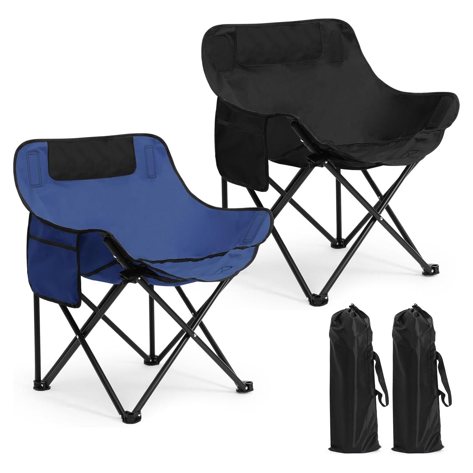 Sillas de Camping Plegables Seeloowy 2 Unidades 150kg Azul Negro